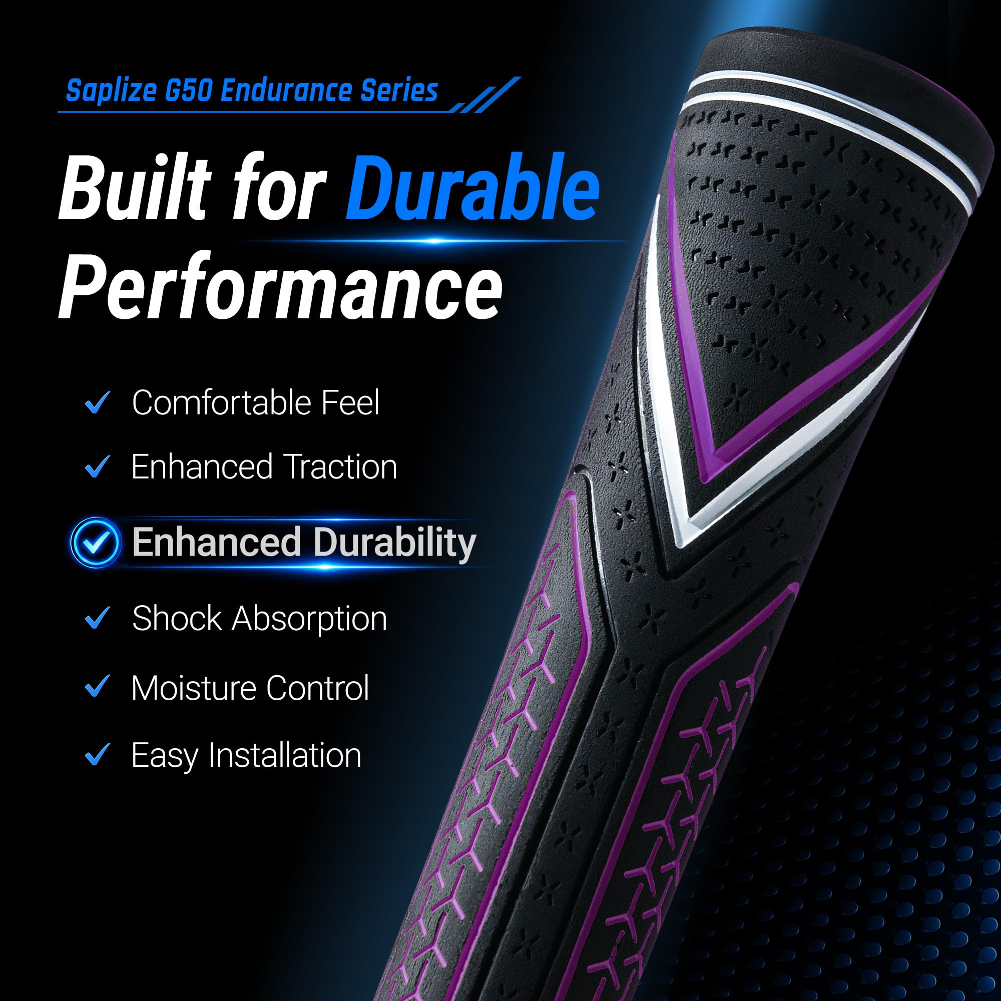 SAPLIZE G50 Endurance - Juego de empuñaduras de golf, un equipo de nivel profesional imprescindible, empuñaduras de goma de alta adherencia de alta durabilidad diseñadas para un control constante de