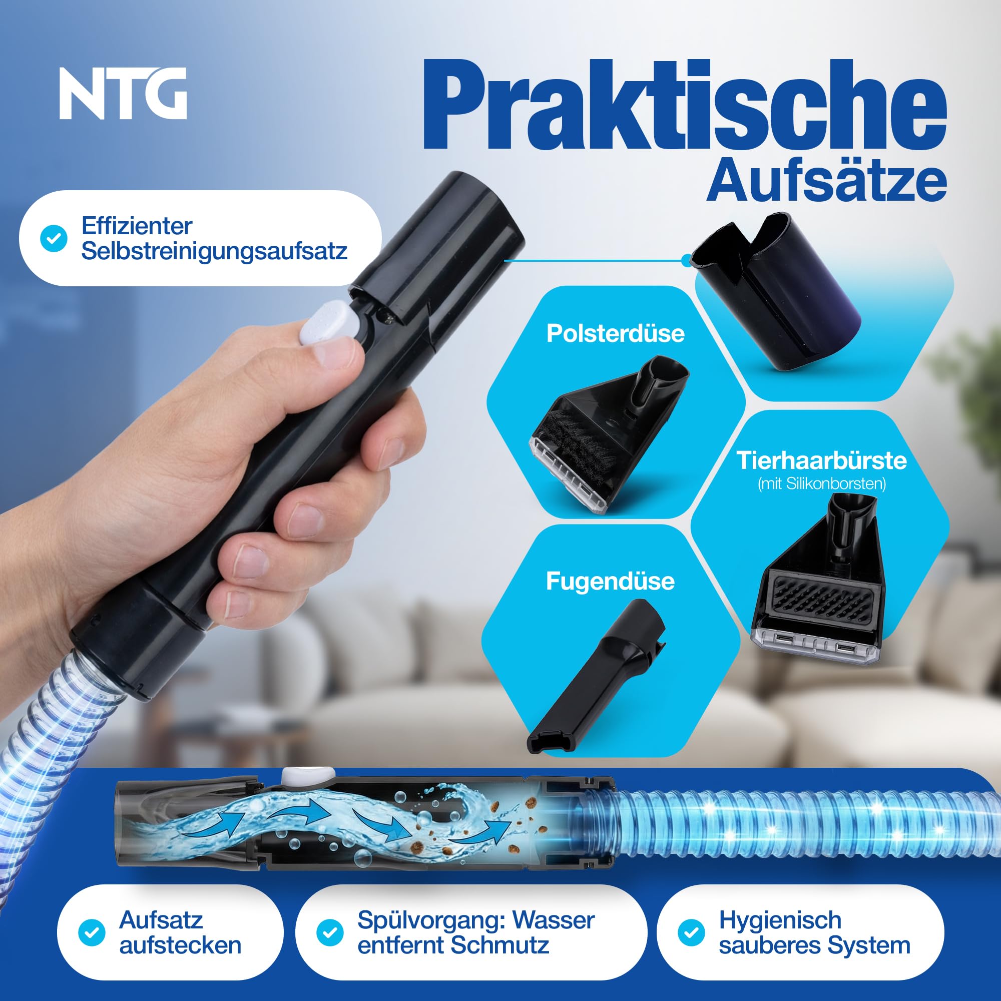 Polsterreiniger Gerät 550W | Kompakter Teppichreiniger & Waschsauger | Tragbarer Nasssauger | Auto Nass Trockensauger | für Teppich, Autositze, Sofas & Polster | Effektive Tiefenreinigung (bis 60 °C)