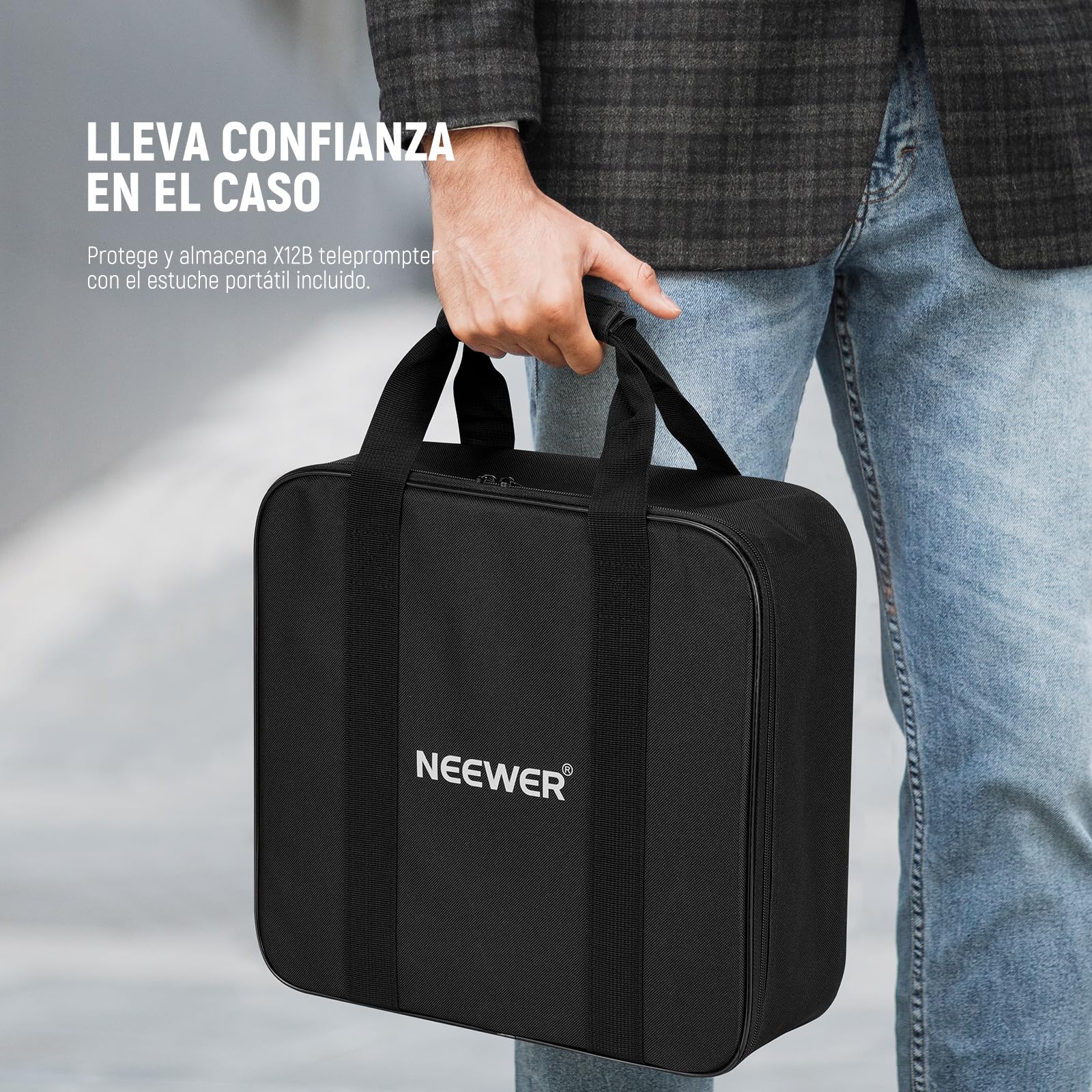 NEEWER Basics X12B Teleprompter Elevable Aleación Aluminio 12", Compatible con iPhone iPad Tablet Phone Camera, Sin Ensamblaje/Remoto & App Control, paño de Limpieza, para Curso Online Streaming Live