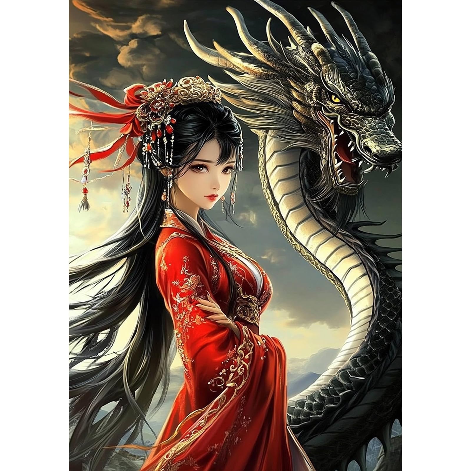 GJSZZO Dragon Diamond Painting per adulti, kit di pittura con diamanti 5D, per adulti, kit di pittura con diamanti fai da te, per decorazioni da parete 30 x 40 cm