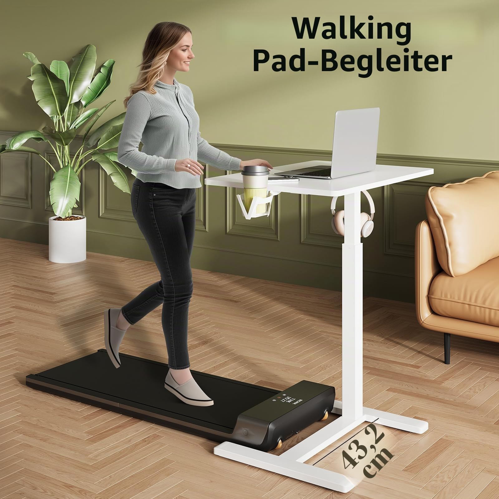 Mobiler Kleiner Stehpult, Gasfeder, höhenverstellbar, rollbarer tragbarer Laptop-Schreibtisch mit feststellbaren Rädern, Computer-Workstation, Rollpodium (Weib, Typ-C 48 * 65CM)