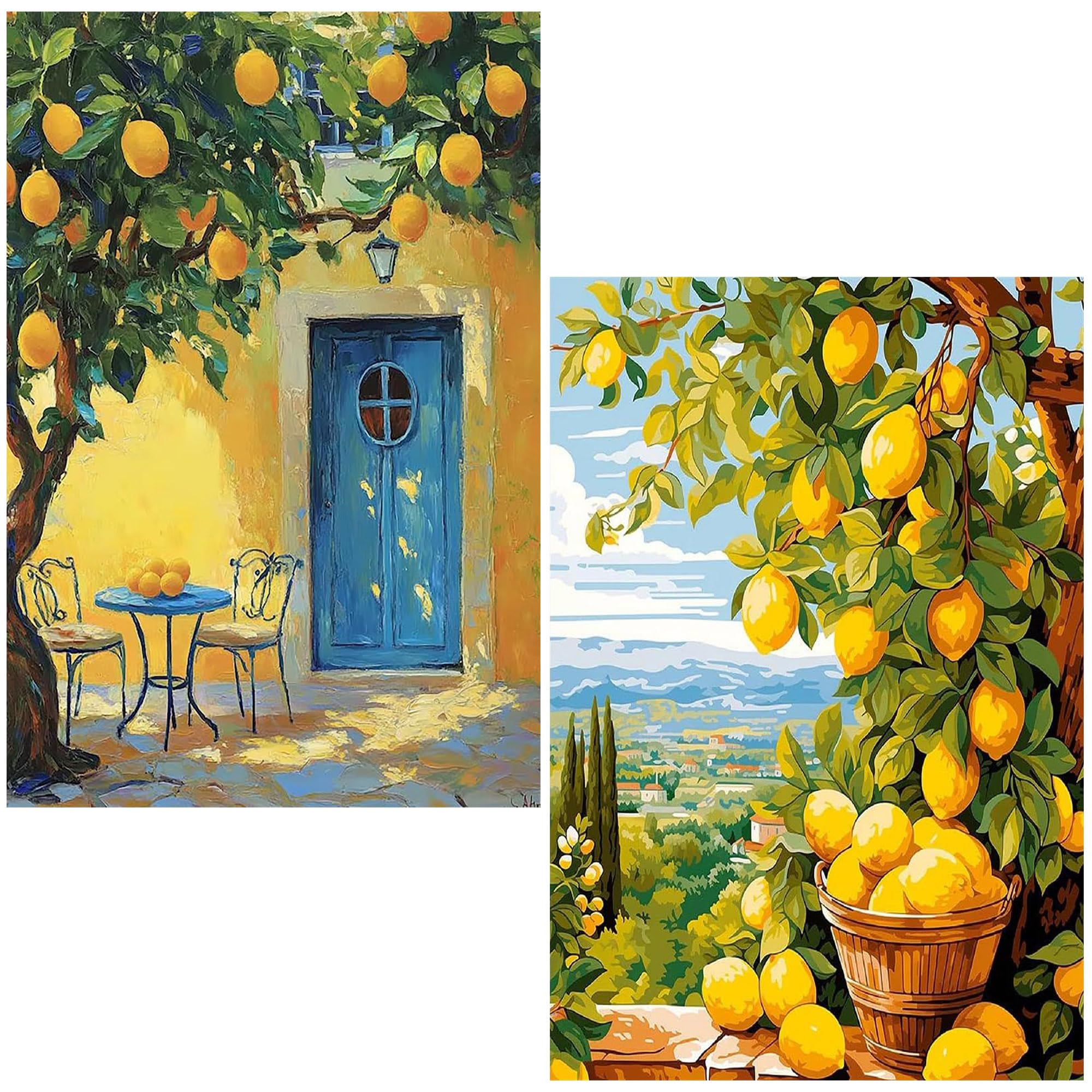 NZNANCHU DIY 2 Pack Paint by Number for Adults,Painting Kits for Adult,Color by Numbers,Lemon Paint by Number Canvas Crafts Watercolor for Beginner Room Decor (Lemon)