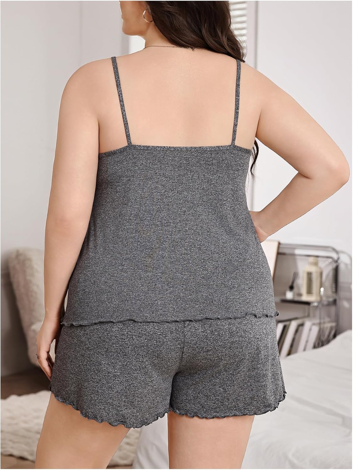 SHENHE Women's Plus Size Pajama Set 2 Piece Cami and Shorts Pjs Sleepwear Cute Summer Loungewear - Image 2