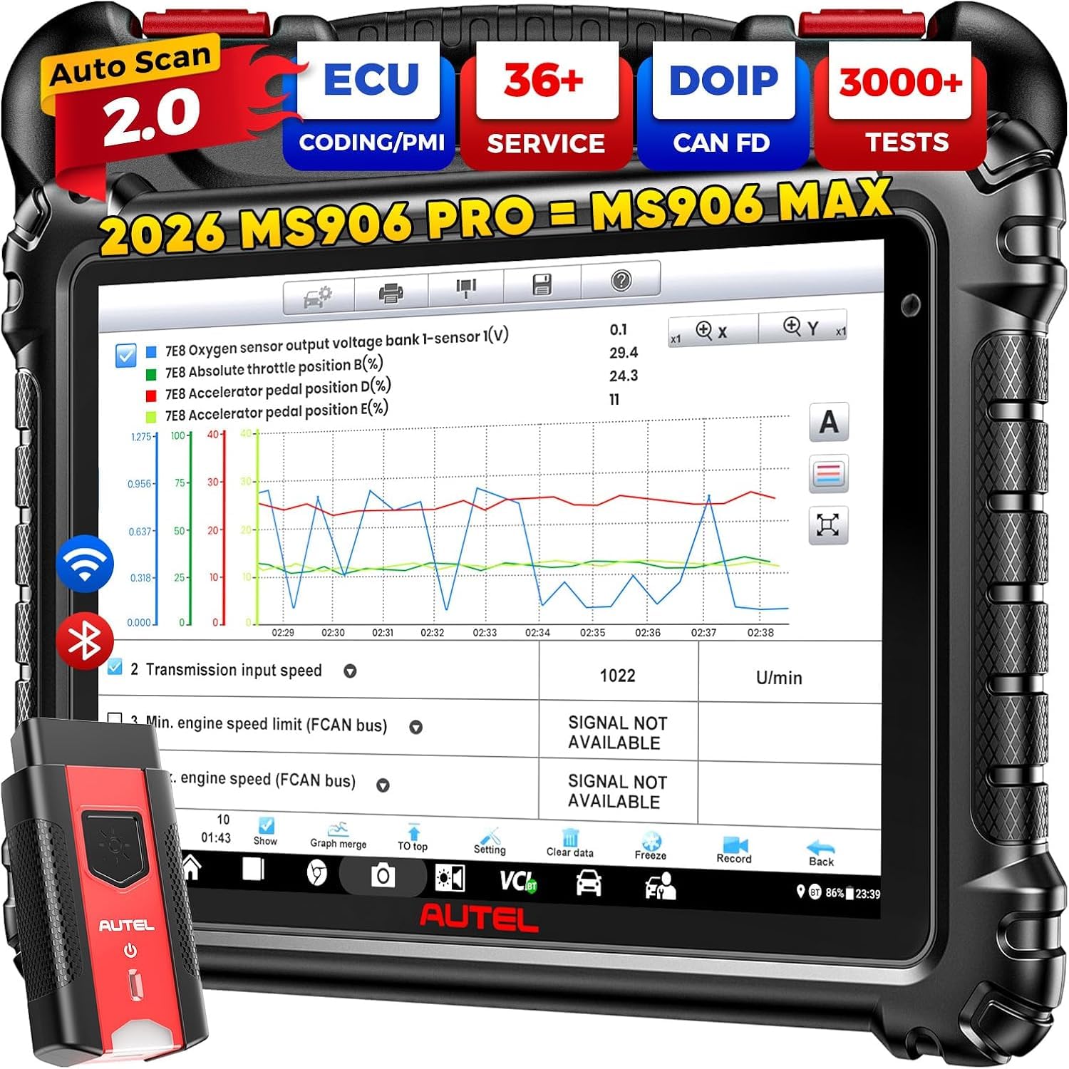 Autel 2026 MaxiSYS MS906 Pro 2.0 Diagnosis, Escáner OBD2 MS906PRO Actualización de MP900BT MS906BT MS908, Codificación ECU, 3000+ Pruebas, 36+ Servicios, Can FD DoIP, Guía VAG, AutoScan 2.0, OS10