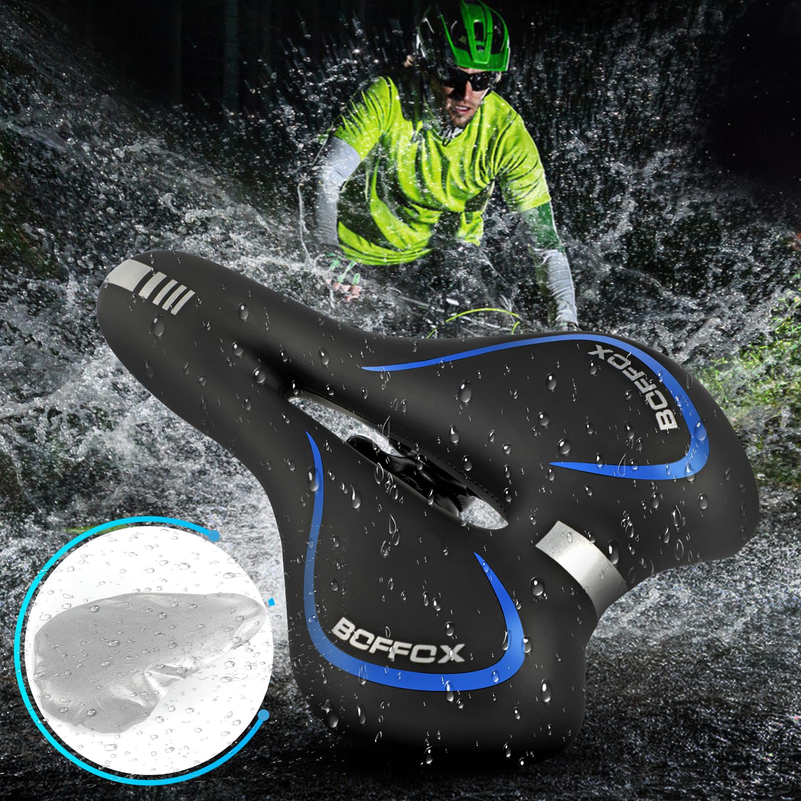 Selle VTT Gel Ultra Confortable BOFFOX - Ergonomique Imperméable Pour Vélo Route, VTT, Ville