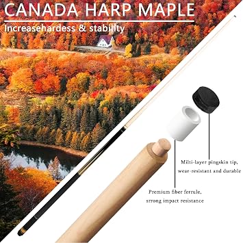 CUEELF Professional Pool Cue Stick Handmade, Low Deflection | Solid Brass Joint Low Deflection Shaft 12.5mm Pro Tip & Inlay Ring Leather Non-Slip Wrap Precision Balanced