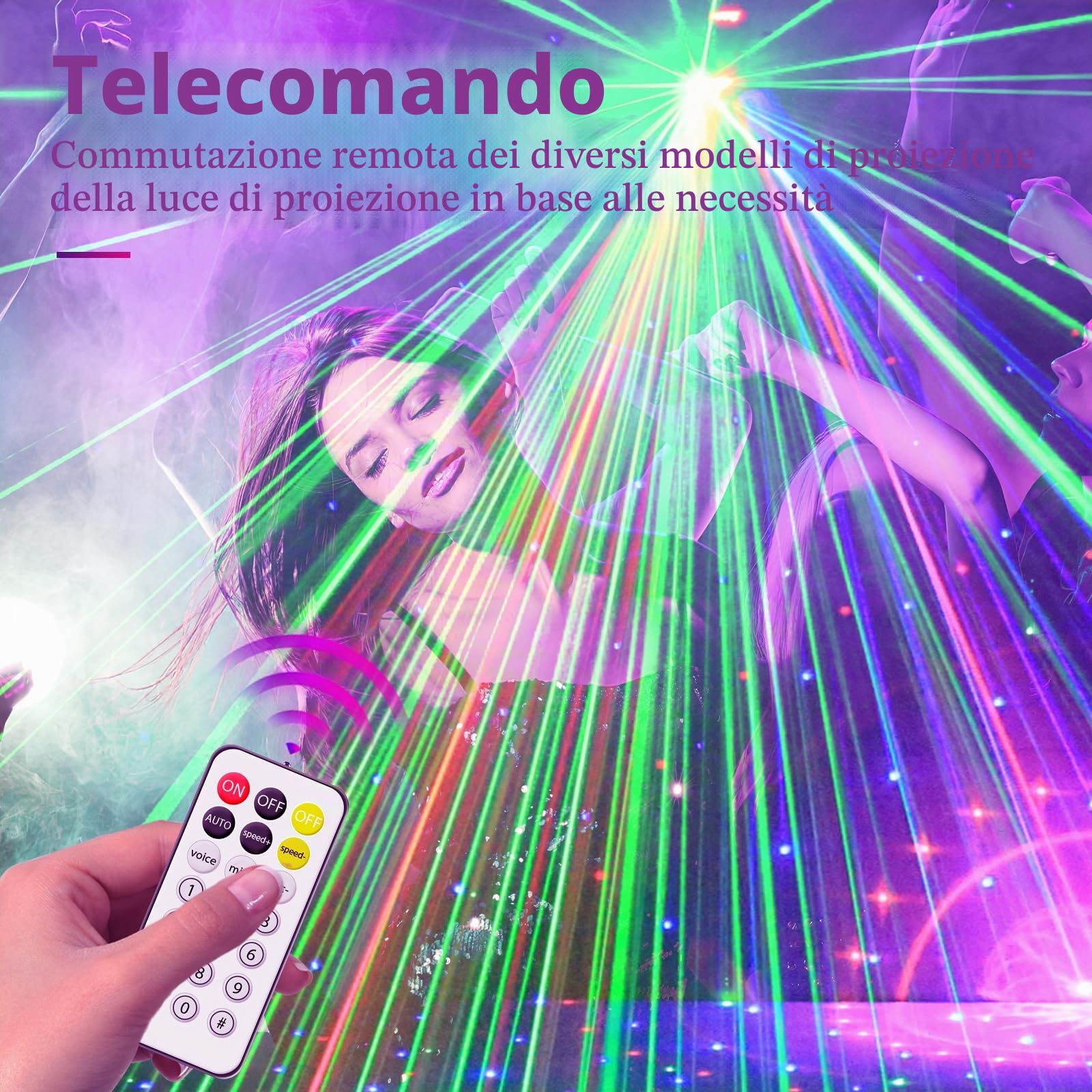 Luce da discoteca, T105 Testa mobile Proiettore effetti DMX, Luce LED RGB Proiettore DJ Controllato da musica Luci da discoteca, Per KTV Riunione di famiglia Halloween