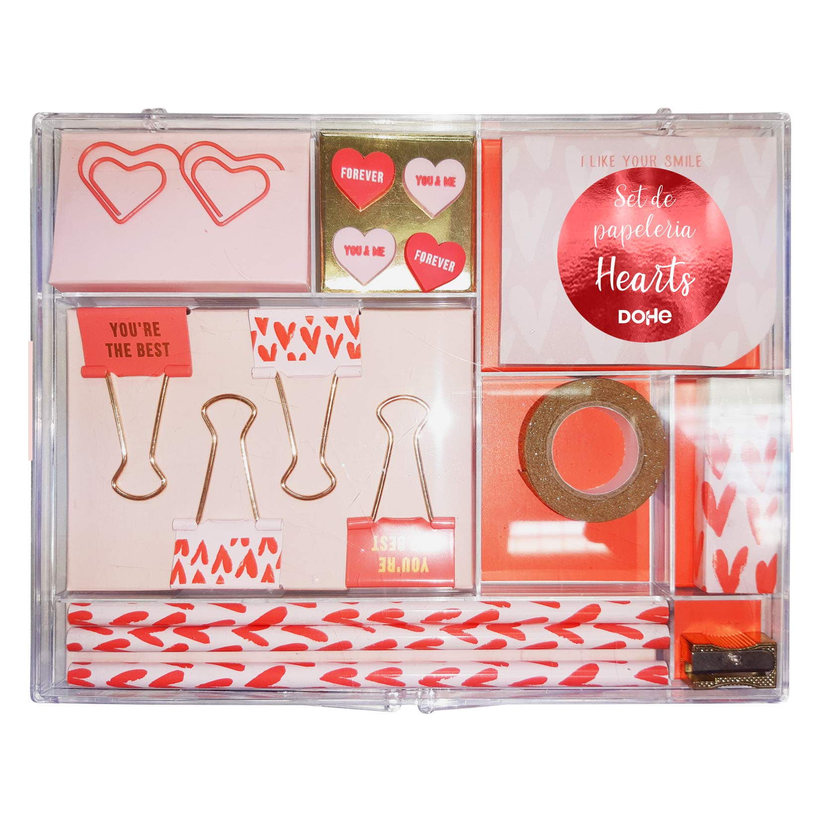 17 Piece Stationery Set Hearts, White