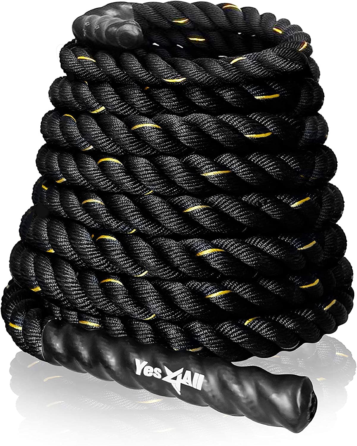Yes4All DKR2 Battle Rope, 50 mm - 15 m Training Rope, Exercise Rope 38 mm/50 mm diameter Poly Dacron 9m/12m/15m length