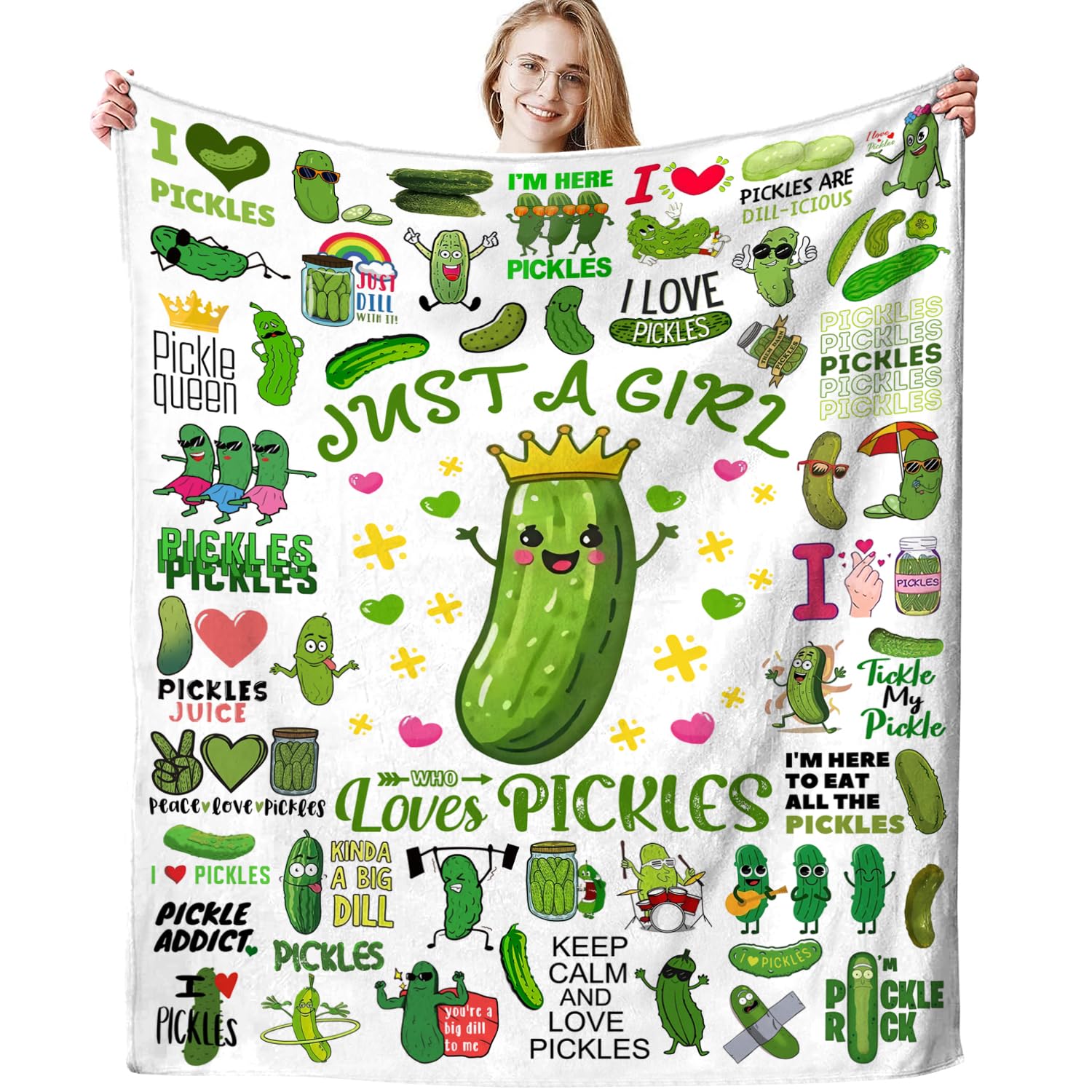 Pickle Blanket Soft Cozy Flannel Pickles Throw Blankets Bedding Decor Gifts for Pickles Lover Girls Women Kids Adults 50"x40"