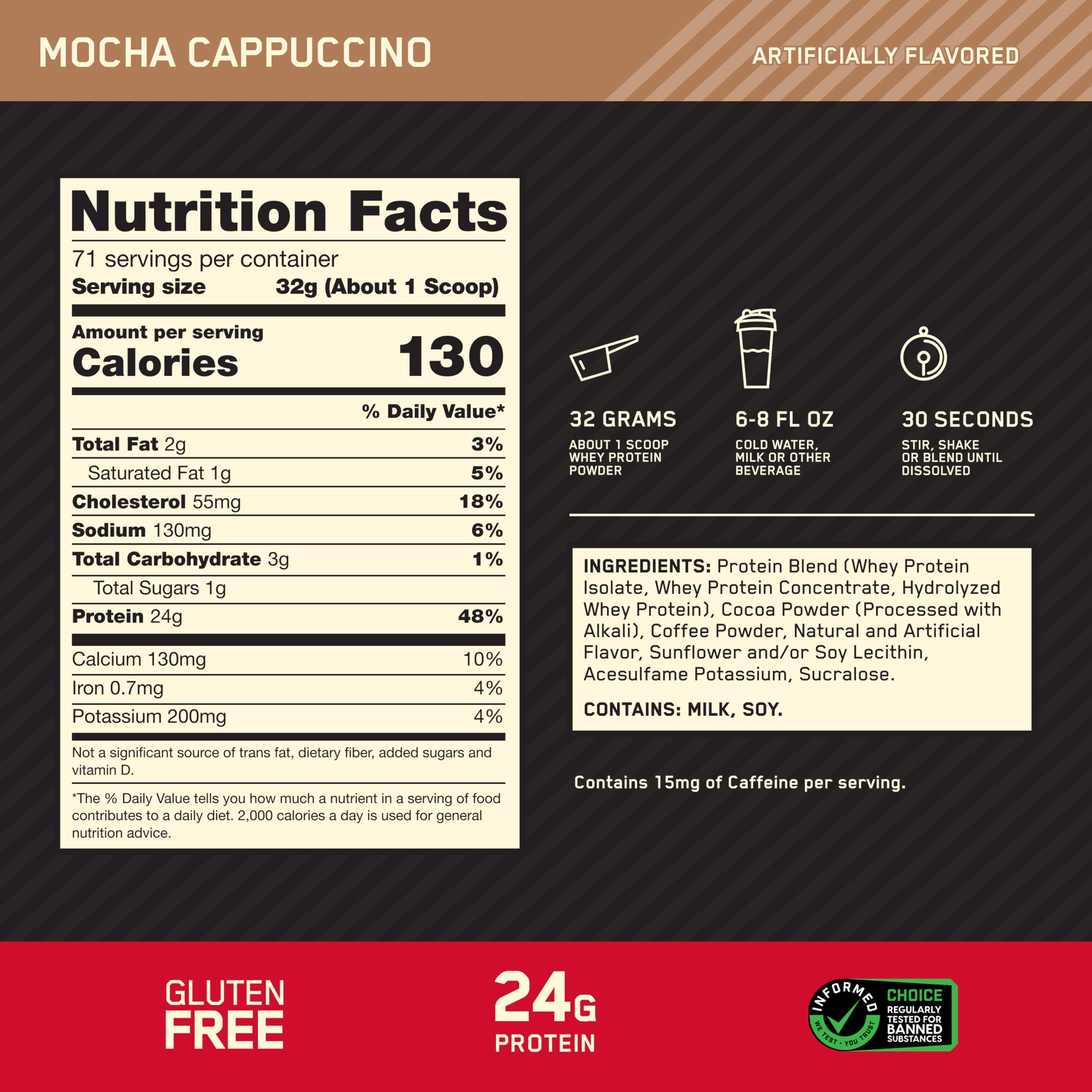 Optimum Nutrition Gold Standard Whey Protein Powder, Mocha Cappuccino, 5 LB — Amazon image 3