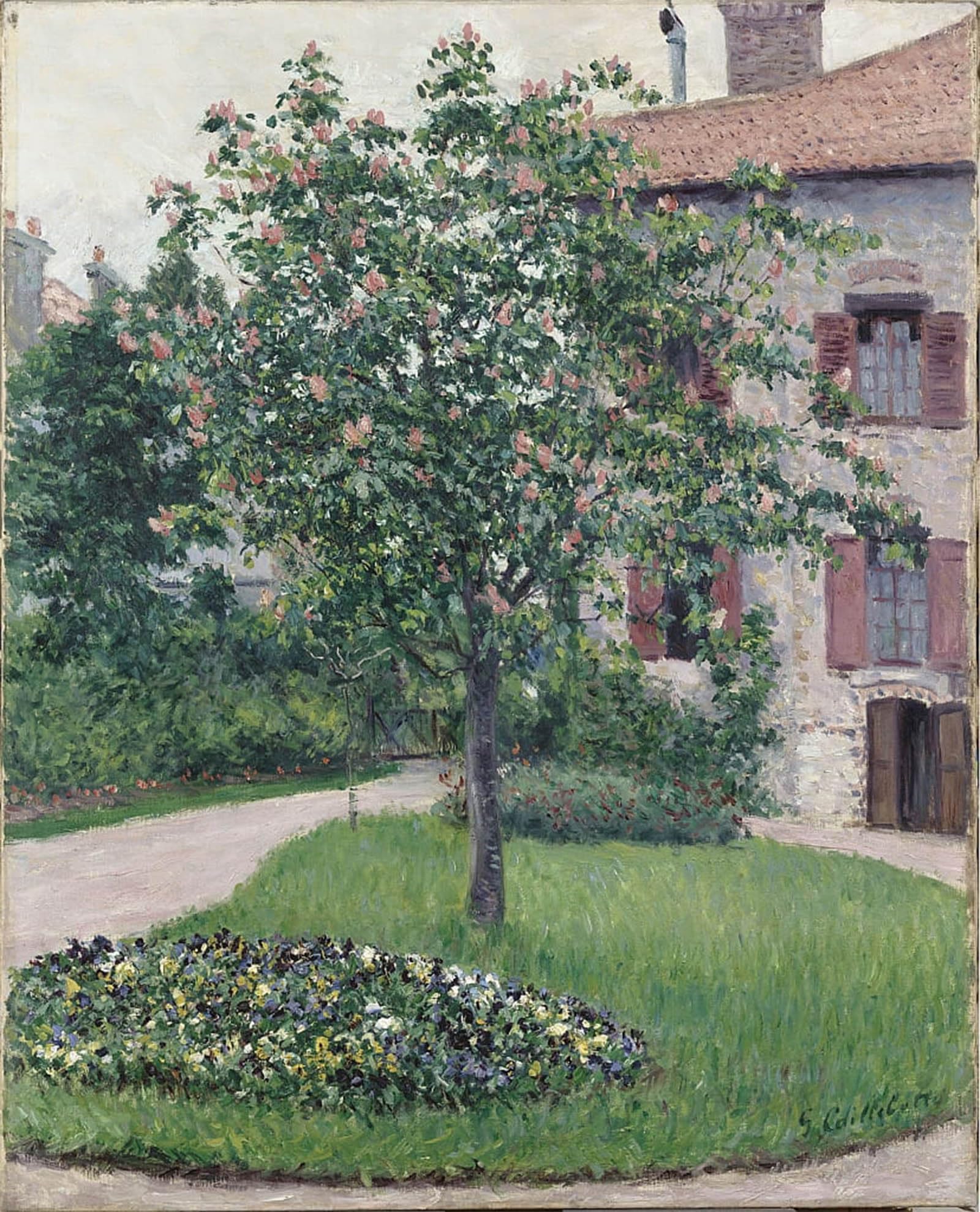 ARTXLXXBN Famous Painting Canvas Artwork Graffiti Print Tree in Blossom by Gustave Caillebotte Portrait Canvas Image for Home Decor 60x90cm
