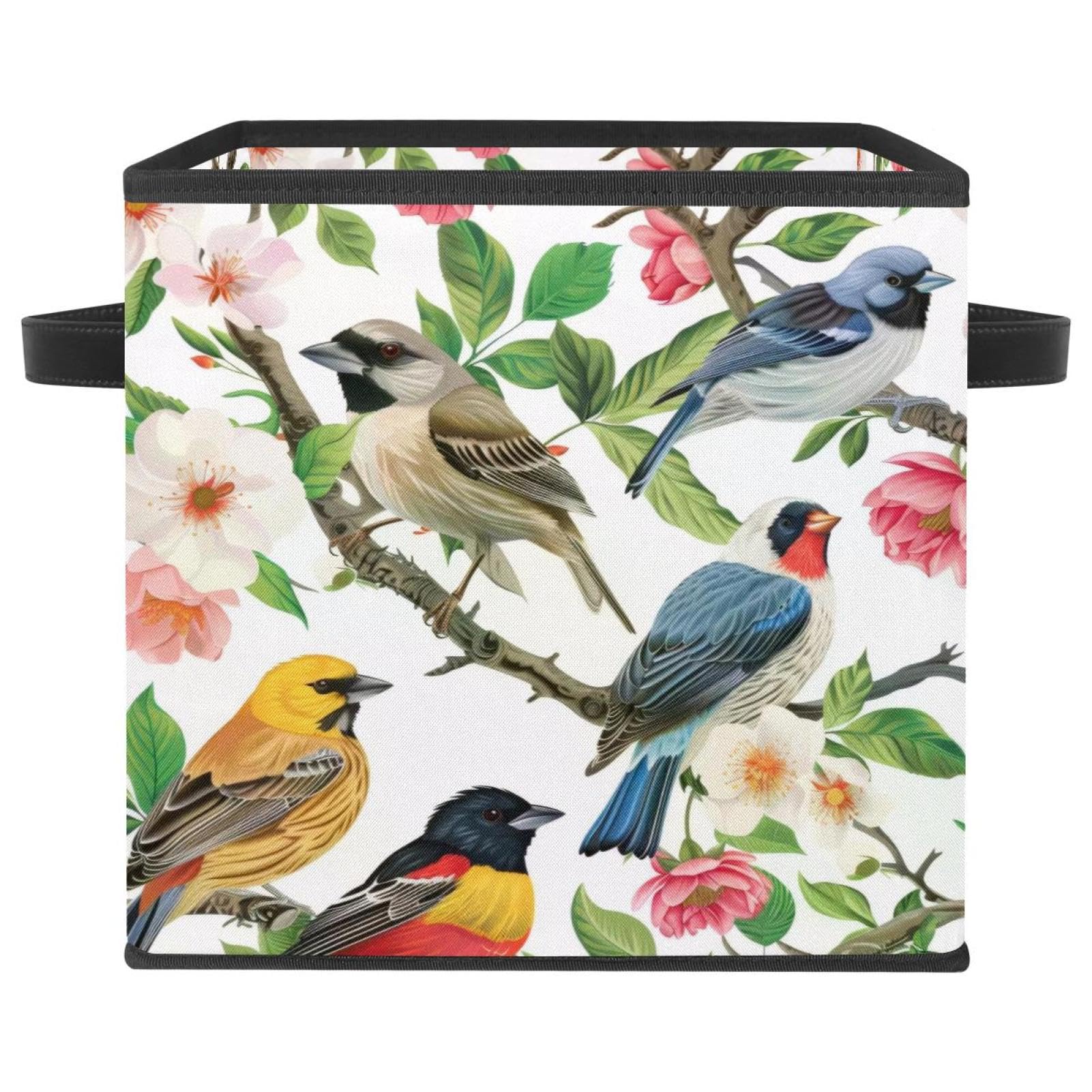 Grand cube de rangement imprimé oiseaux pour organiser les vêtements du dressing