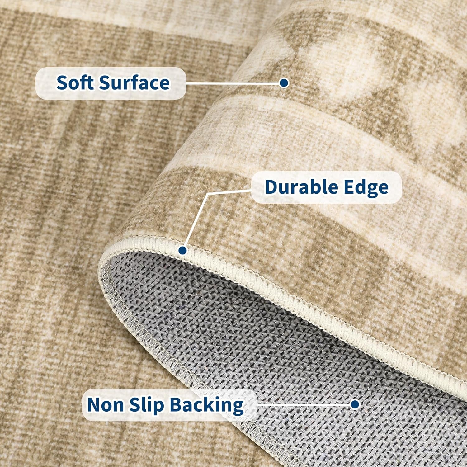 Washable Area Rugs for Living Room Modern Solid Bordered Soft Geometric Carpet - Picture 15 of 108