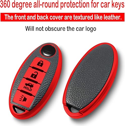 Miniatura 3 de Kirsnda Funda con textura para llavero compatible con Nissan funda de TPU suave para llaverospiel 4 botones para Altima Pathfinder Teana Murano