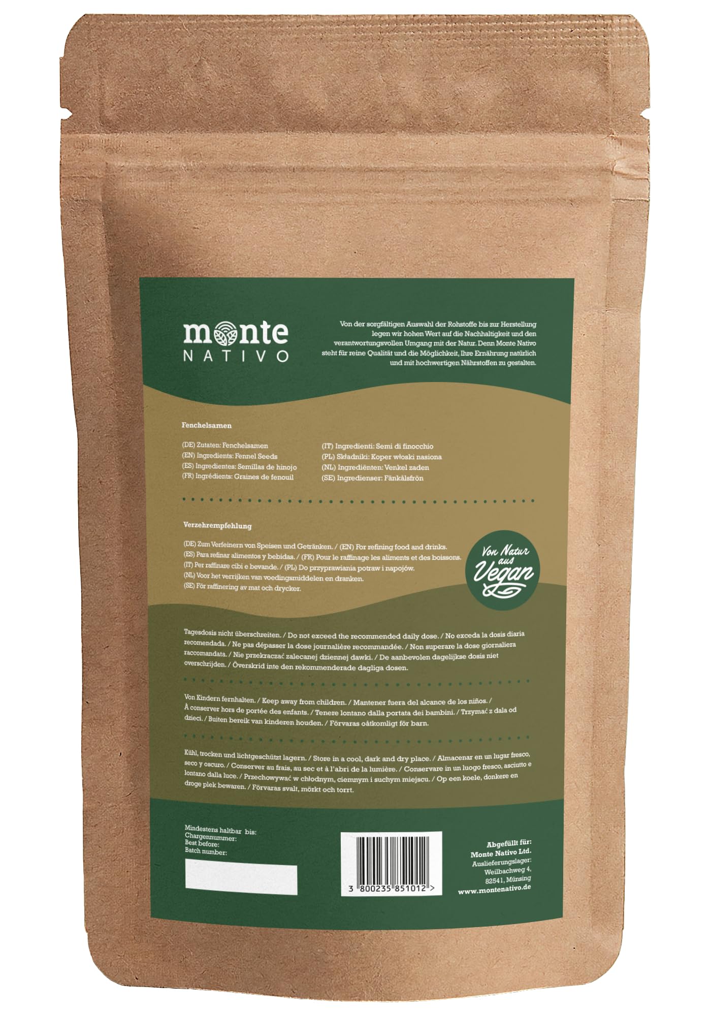 Semillas de Hinojo Monte Nativo 500g - Especias secas para Té y Cocina