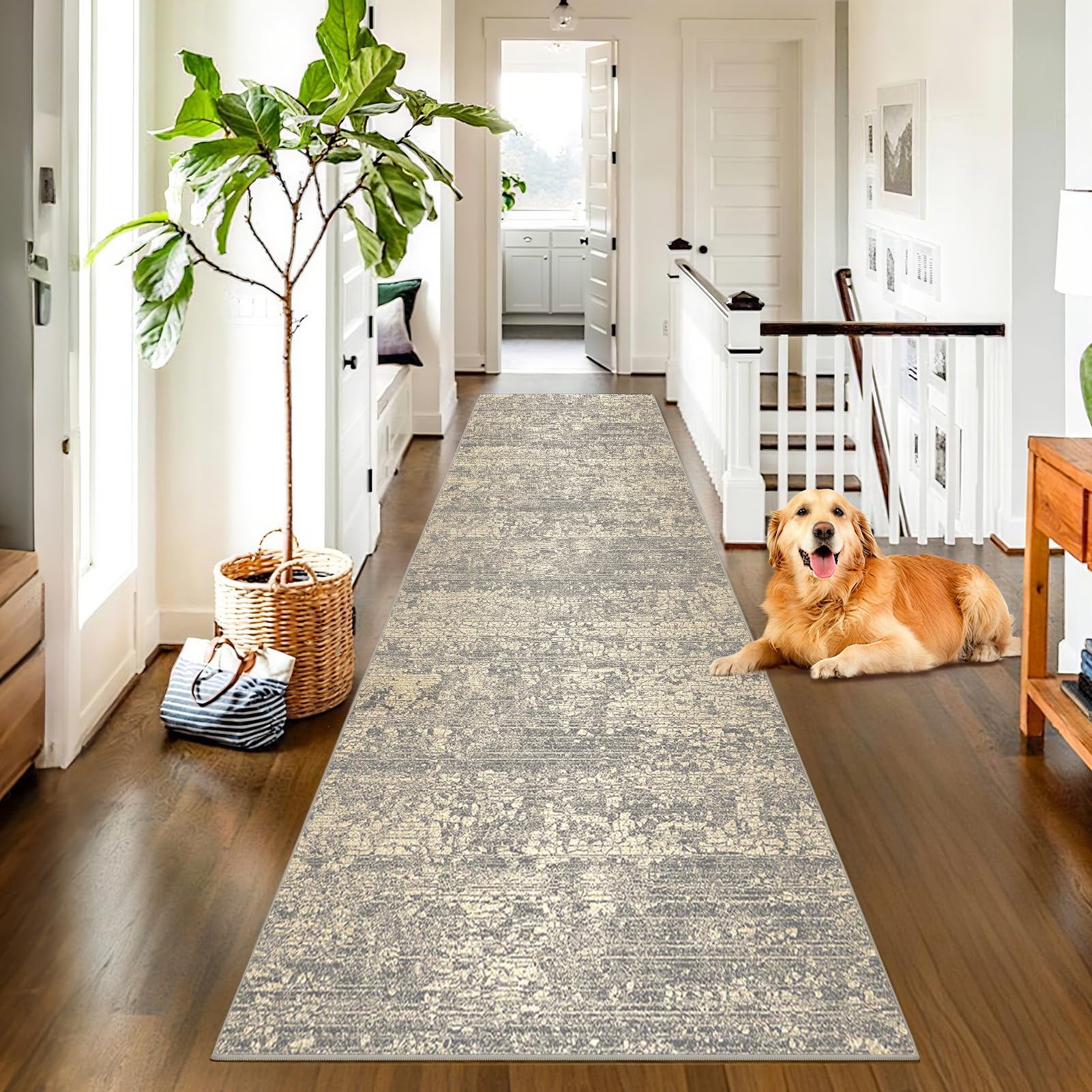 Teppich Läufer Flur 50 x 300 cm KüchenTeppich Waschbar Teppich rutschfest Küchenläufer Korridor läufer Flur Küche, Waschküche, Balkon Beige
