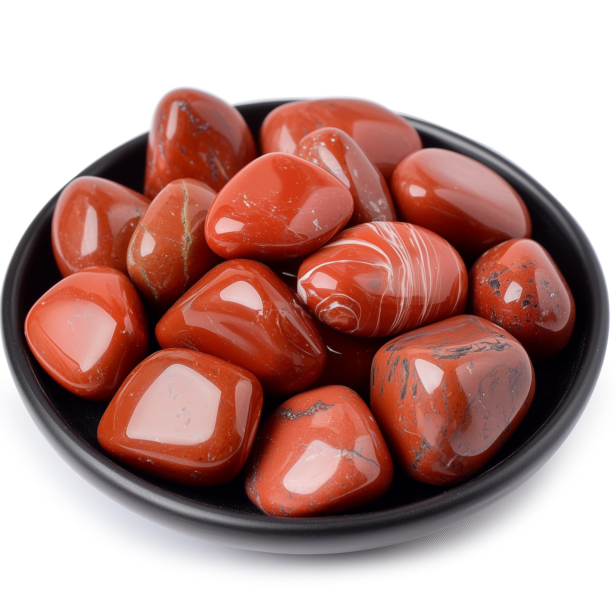 Polished Stone Set Red Jasper Crystals, 0.8" Handpicked Tumbled Gemstones Rocks, Pebbles for Reiki, Chakra, Healing, Home Decor