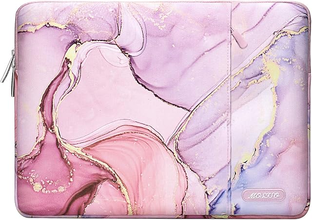MOSISO Laptop Sleeve Compatible with MacBook Air/Pro Retina, 13-13.3 inch Notebook, Compatible with MacBook Pro 14 inch 2023-2021 A2779 M2 A2442 M1, Polyester Vertical Bag with Pocket Marble MO-MBH216