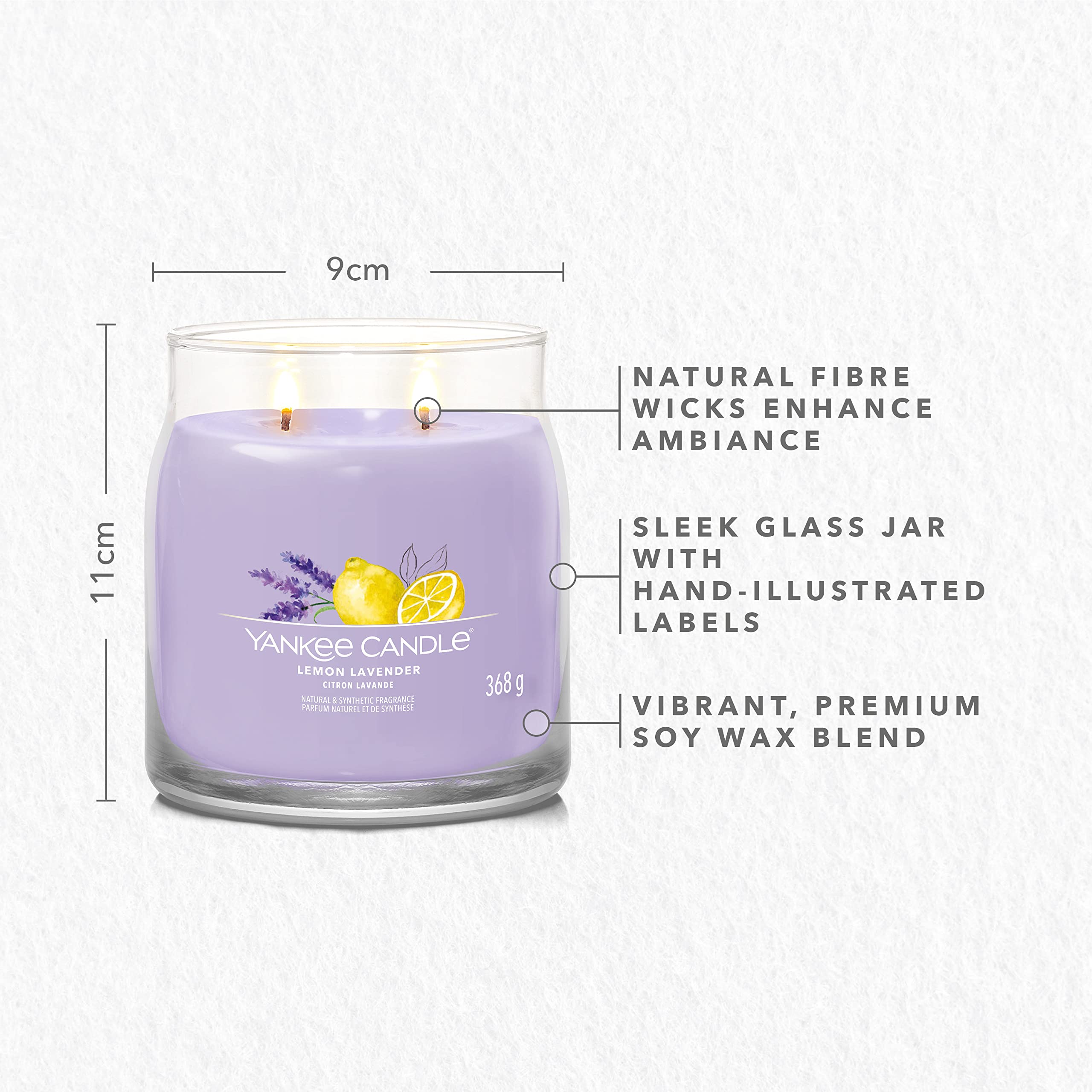 Yankee Candle Signature Scented Candle, Lemon Lavender, Medium - Image 4