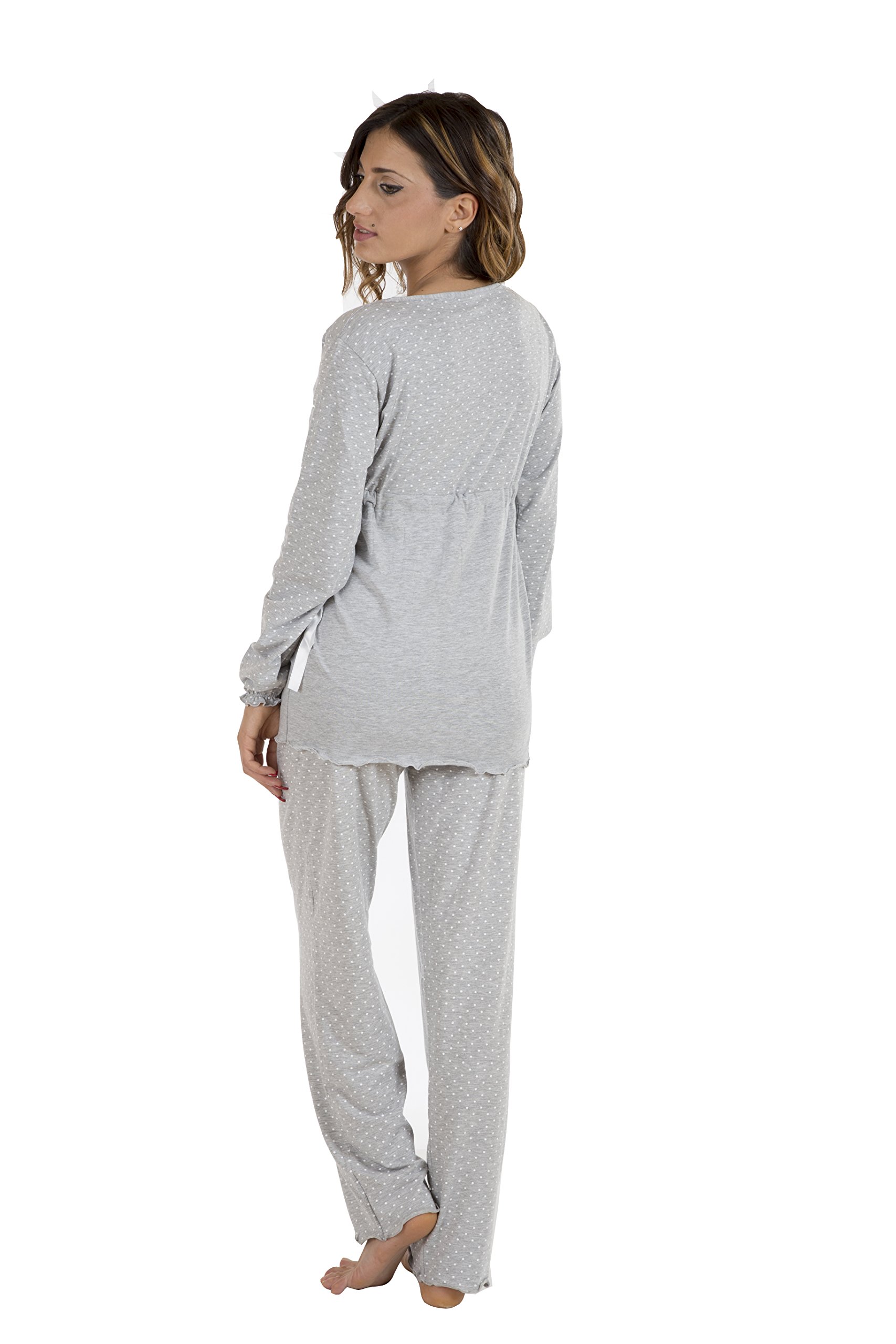 Premamy - Pyjama für Mutterschaft, Schleife Stil, Zwei-Wege-Stretch-Baumwolle, prä-Post-Partum