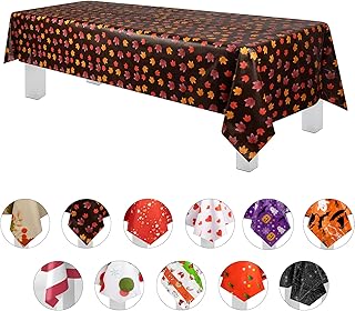 Grandipity Thanksgiving Brown Fall 3 Pack Premium Disposable Plastic Tablecloth 54 Inch. x 108 Inch. Rectangle Table Cover