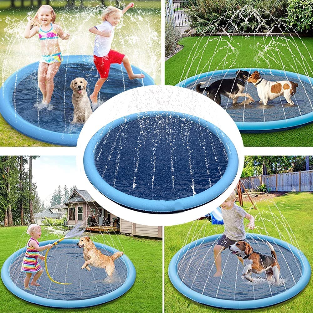 Water Mat For Babies Splash Sprinkler Pad For Dogs & Kids - Non-Slip Outdoor Water Play Mat For Summer Fun Splash Water - View #2