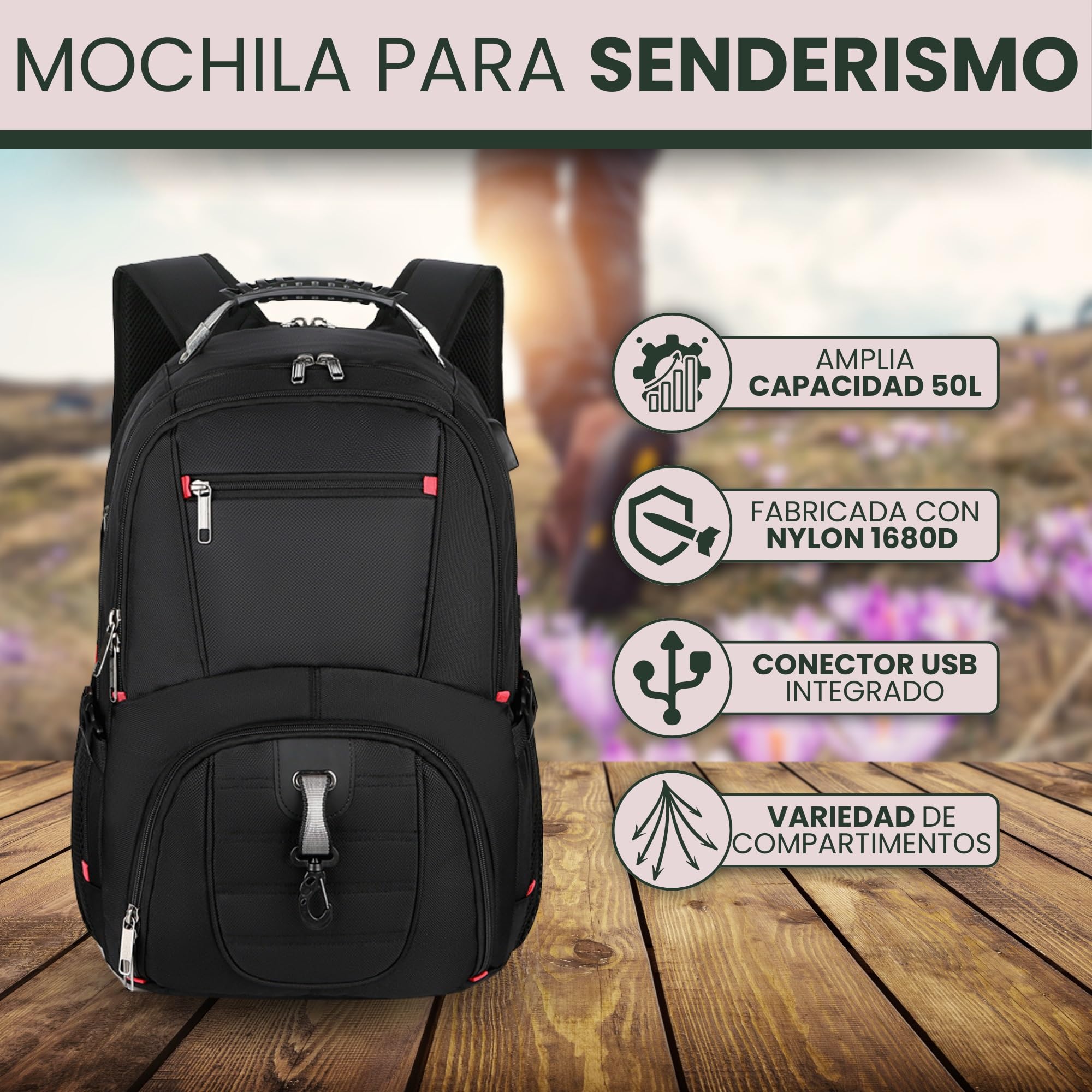 ALTOS OFFICE AND HOME Mochila para laptop de 17", viajes de negocios, estudios, Puerto USB, negra, antirrobo, ideal para senderismo, impermeable, resistente a arañazos, reforzada, GRAN CAPACIDAD,