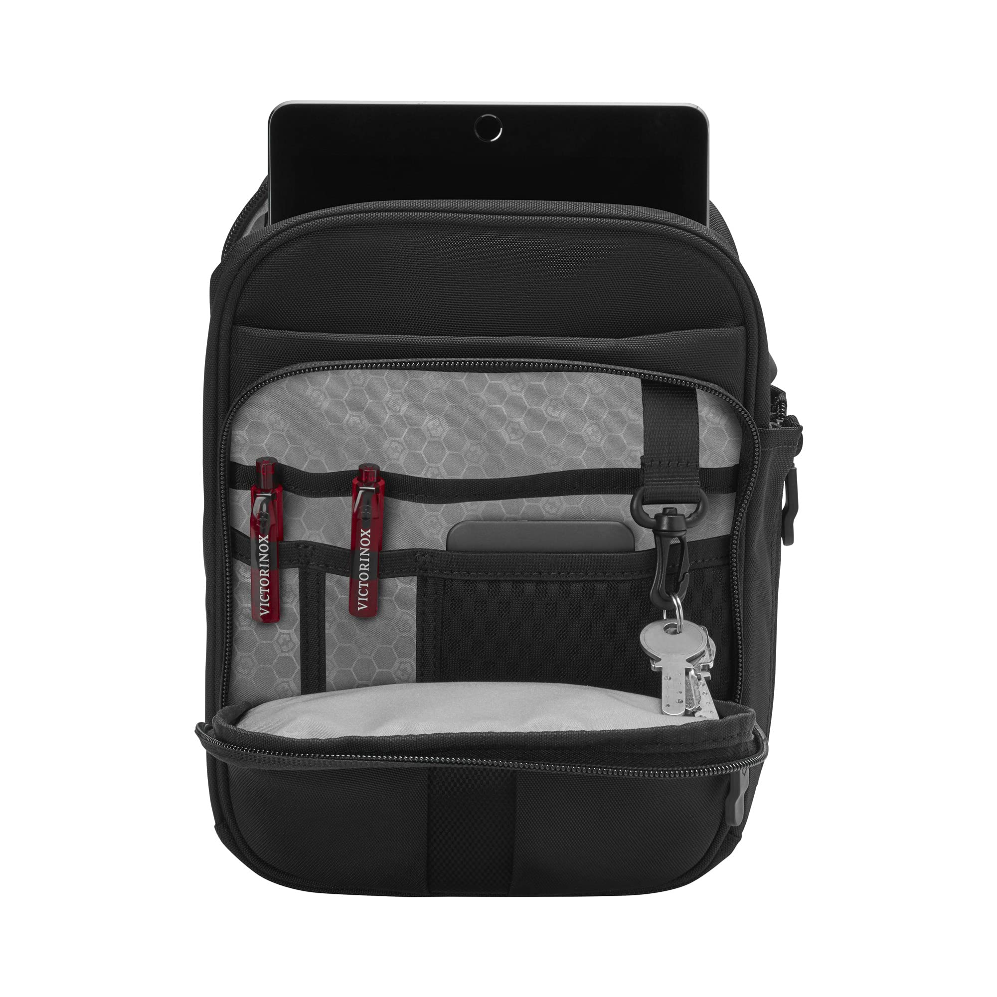 Victorinox TA 5.0 Vertical Travel Companion, bolso bandolera de viaje con compartimento para tableta, protección RFID, 27 x 10 x 21 cm, negro