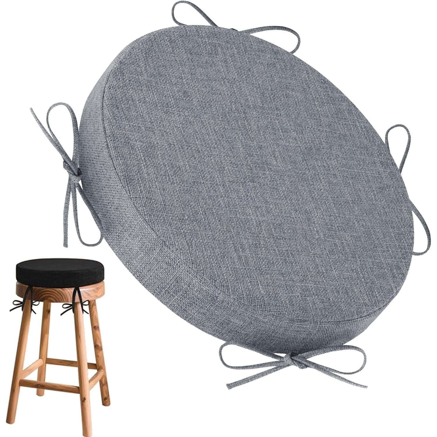 uyeoco Round Memory Foam Seat Cushion with Ties – 5cm Thick, 30/35/40/45/50cm, Circle Chair/Stool Pad for Dining, Kitchen & Office Chairs, Removable Washable Cover(J4,45cm/17.7inch)