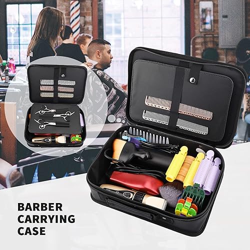 Miniatura 9 de Segbeauty - Bolsa de herramientas de peluquería, estuche de transporte de piel sintética para maquillaje, kit de aseo de corte de cabello,