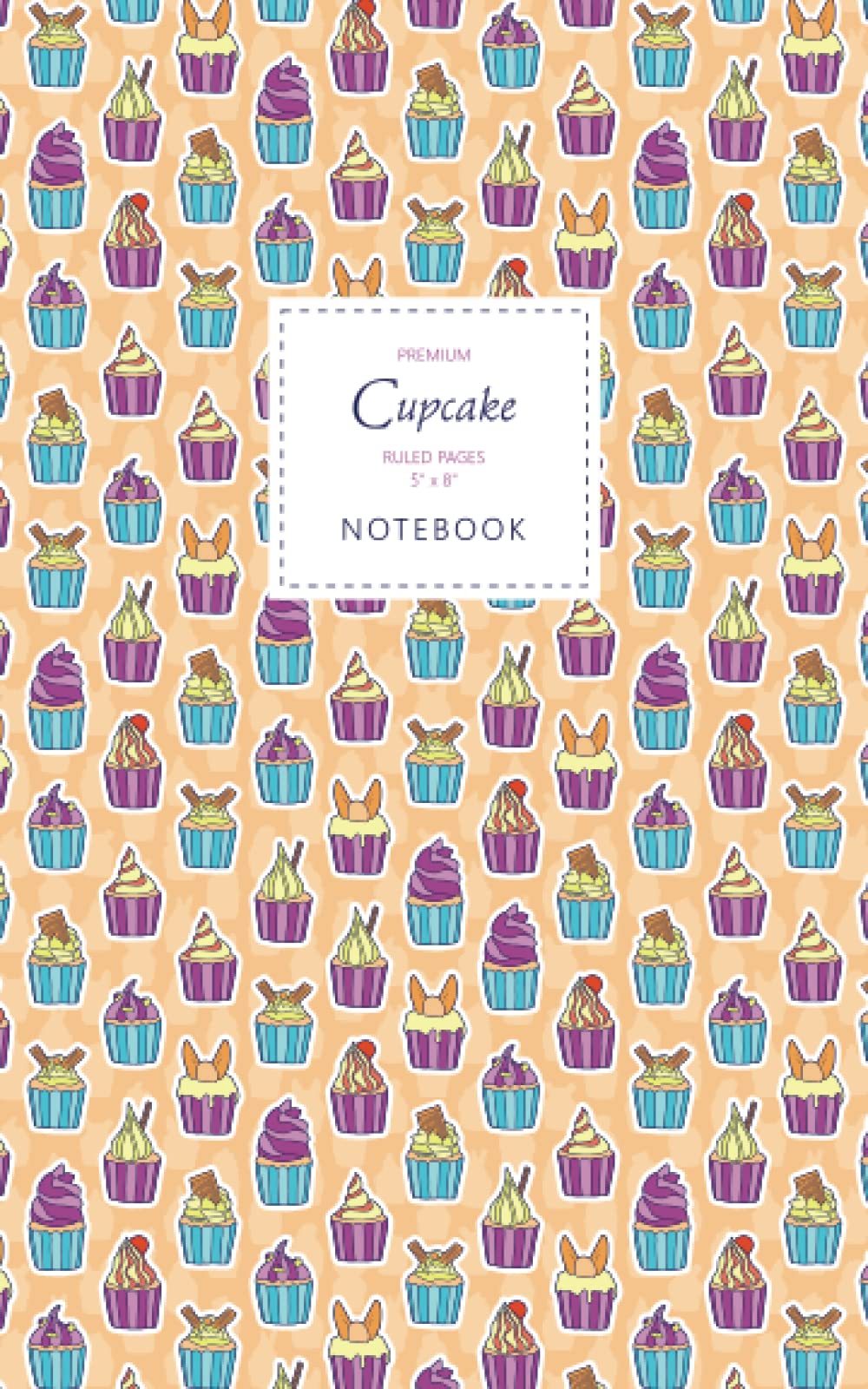 Cupcake Notebook - Ruled Pages - 5x8 - Premium: (Peach Edition) Fun notebook 96 ruled/lined pages (5x8 inches / 12.7x20.3cm / Junior Legal Pad / Nearly A5)