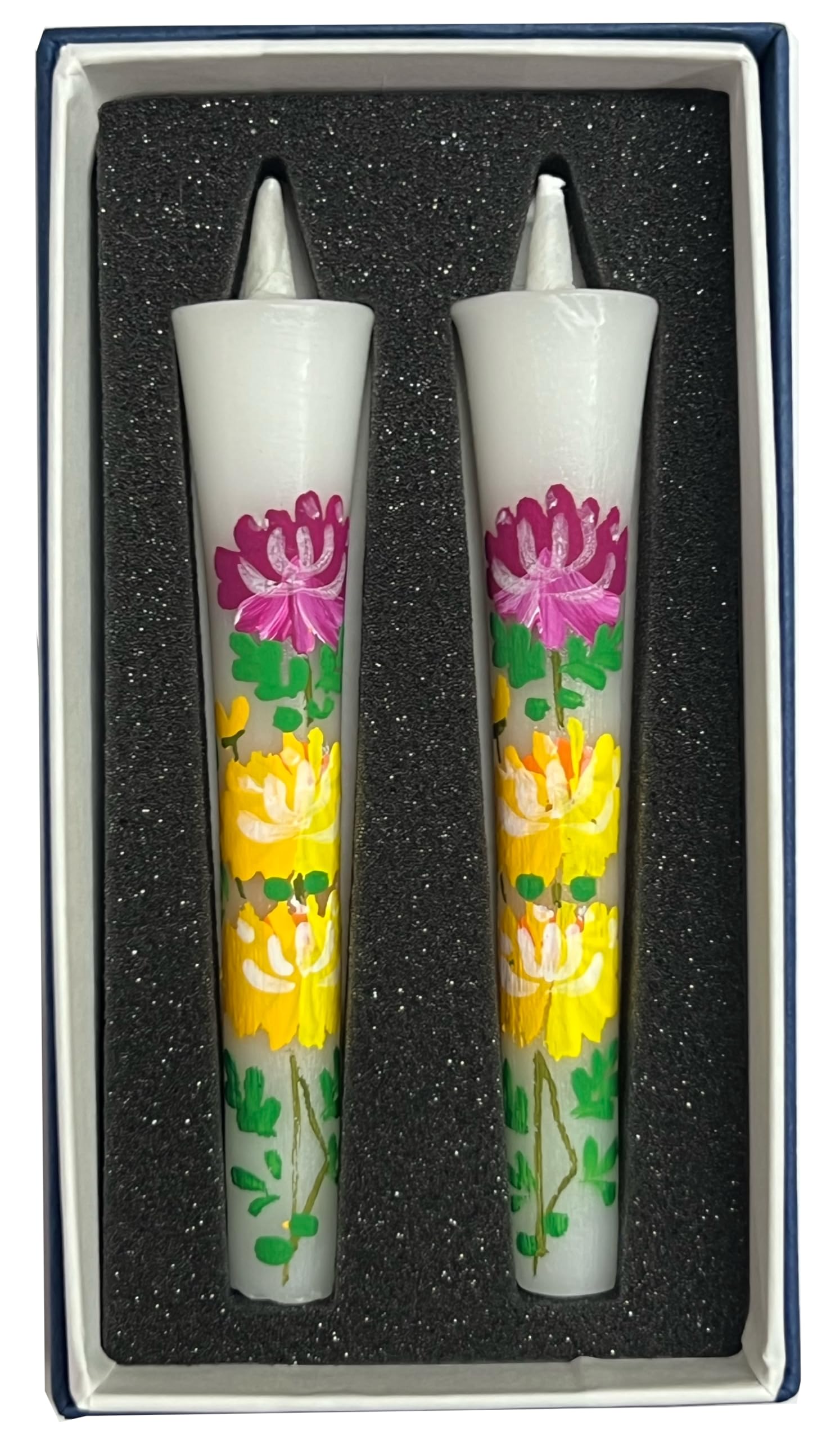 Amazon｜花ろうそく 菊 3号 手描き 絵ろうそく 和ろうそく キク