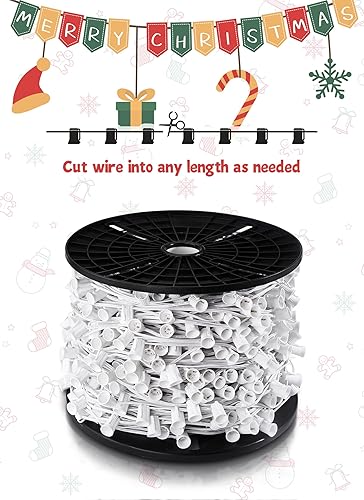 Miniatura 8 de Brightown Carrete comercial de 250 pies C9 de Navidad a granel, juego de enchufes de luz C9 con espacio de 12 pulgadas, cable de luces de techo de