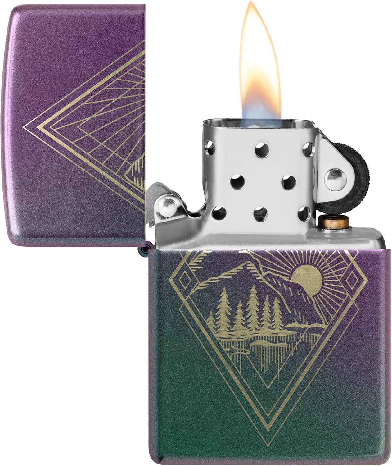 Zippo Geometric Outdoor Design Iridescent Pocket Lighter
