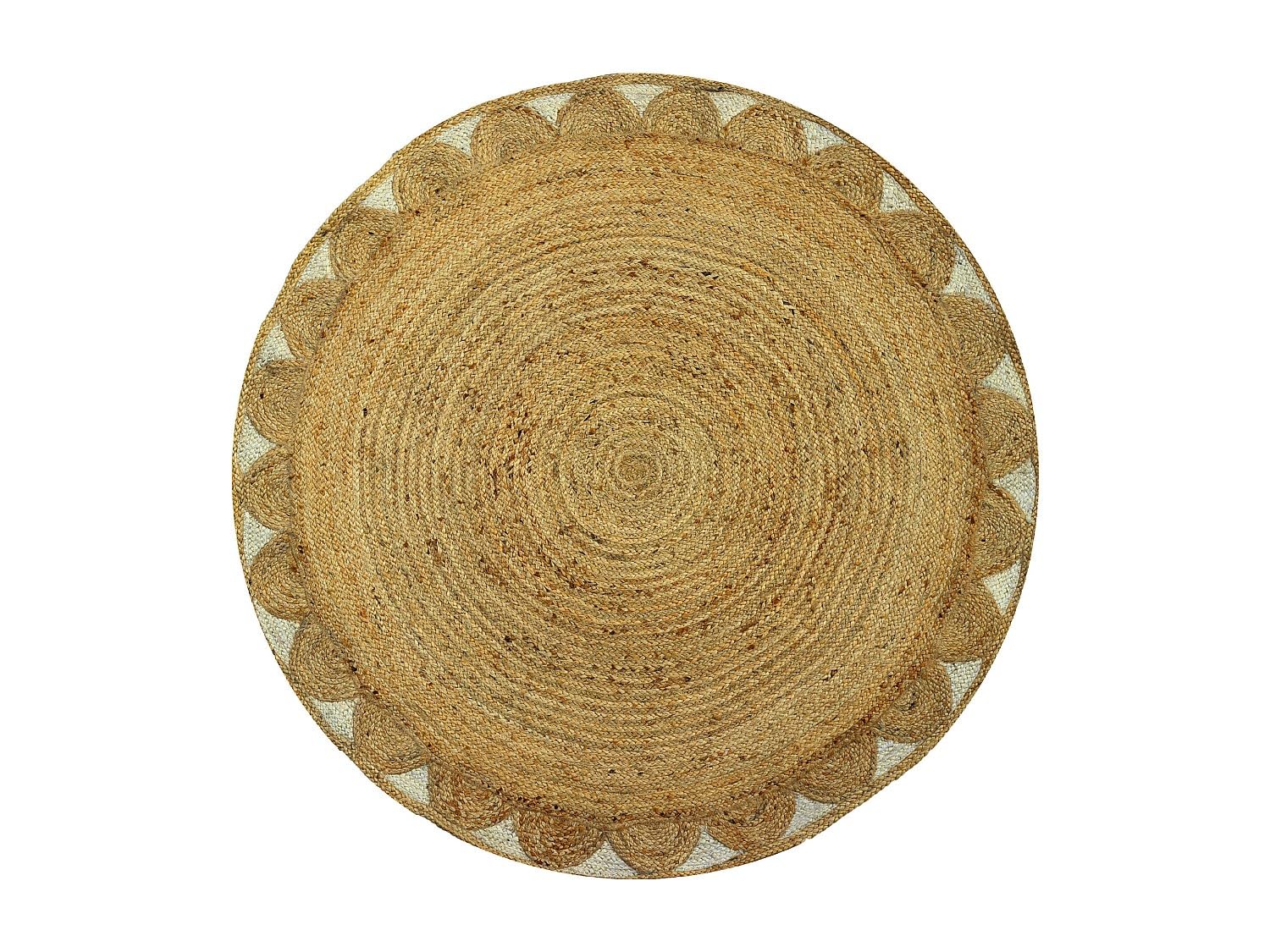Vente-unique - Tapis Rond Forme Fleur 100% Jute - D. 150 cm - Naturel - Indira