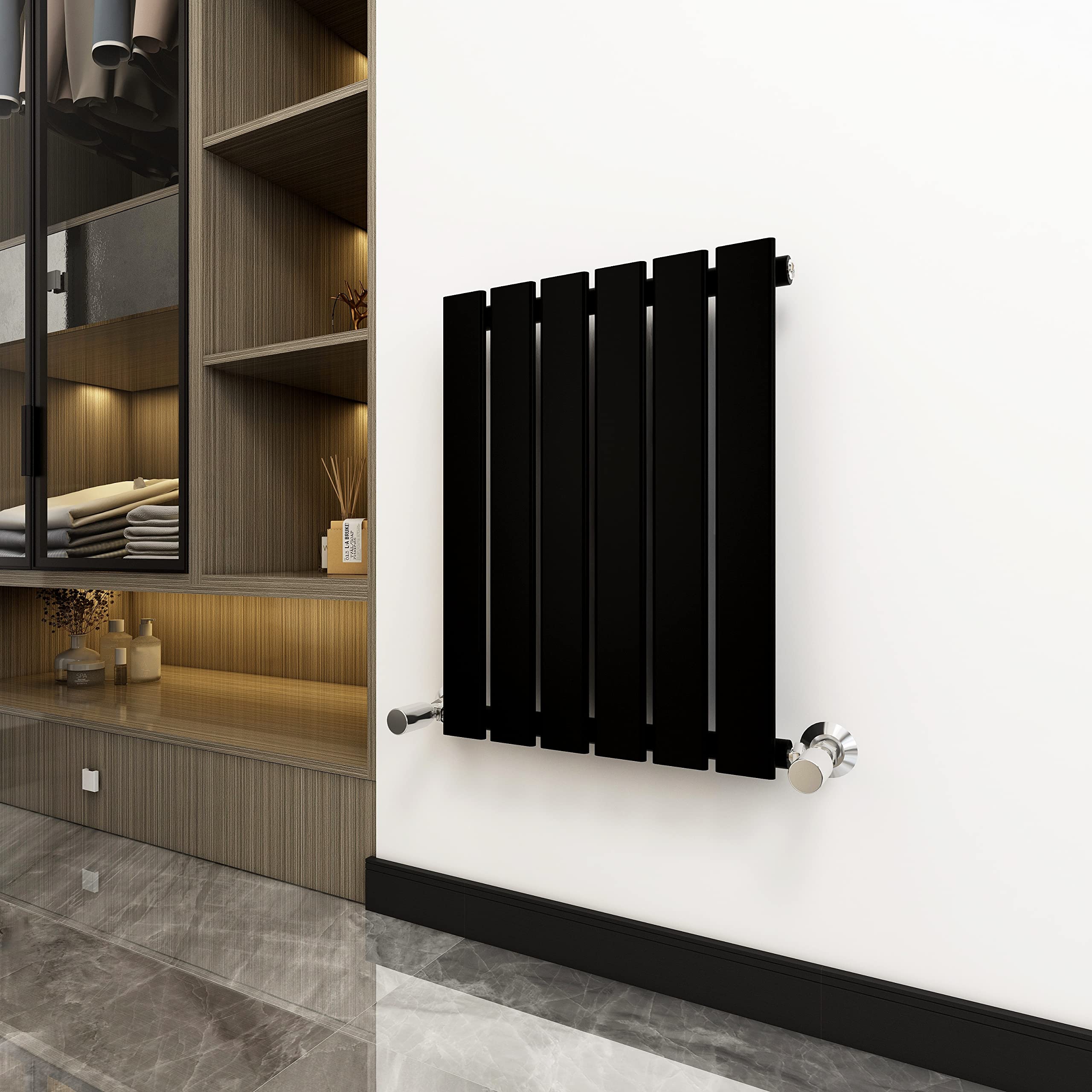 Mcc Direct Black Radiator Horizontal Vertical Designer Flat Panel Central Heating Radiator 600Mm Height (600X408mm Single, )