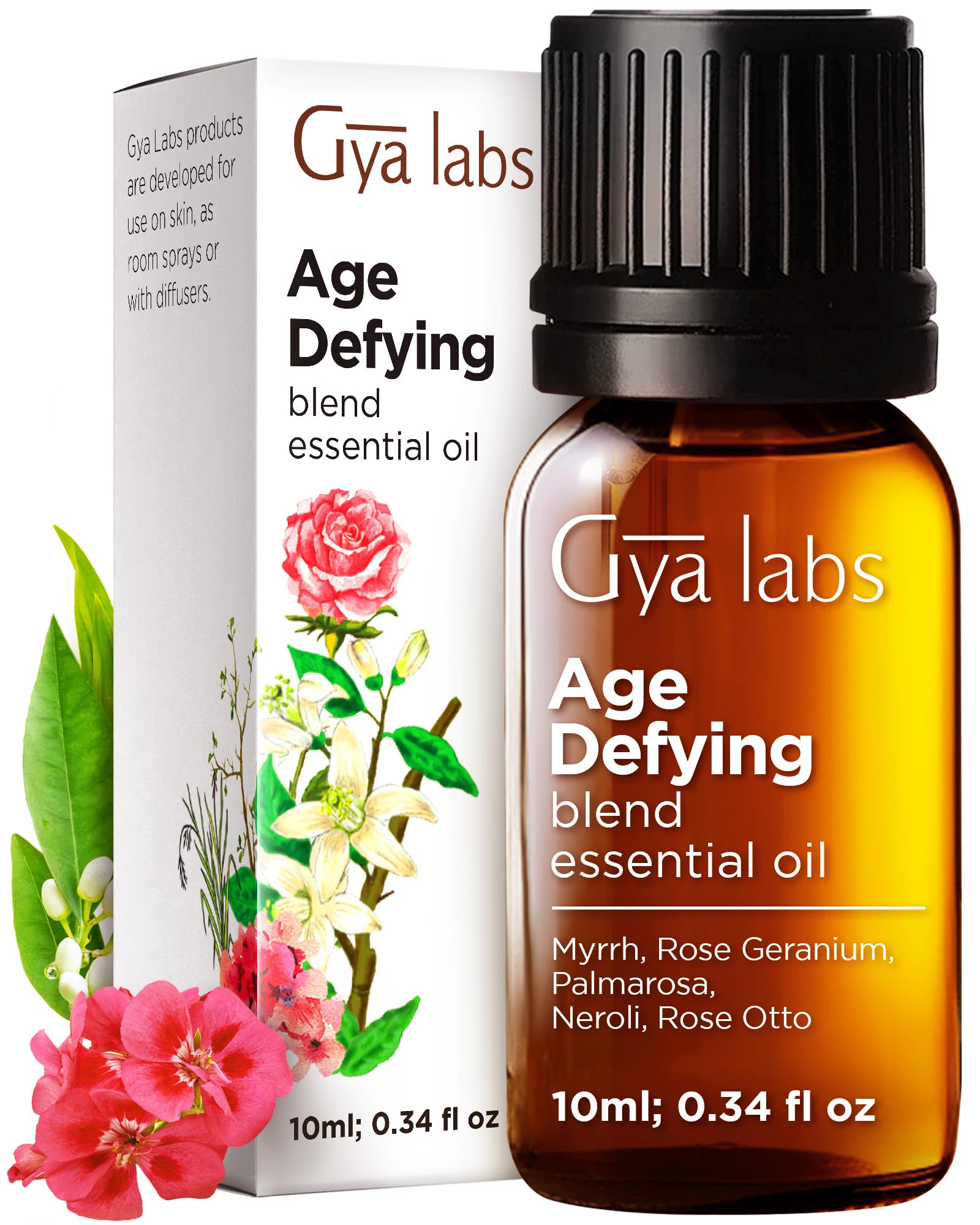 Gya Labs Age Defying Essential Oil Blend - 100% Pure Natural Age Defy Essential Oil - Soothing & Rejuvenating (0.34 Fl Oz)