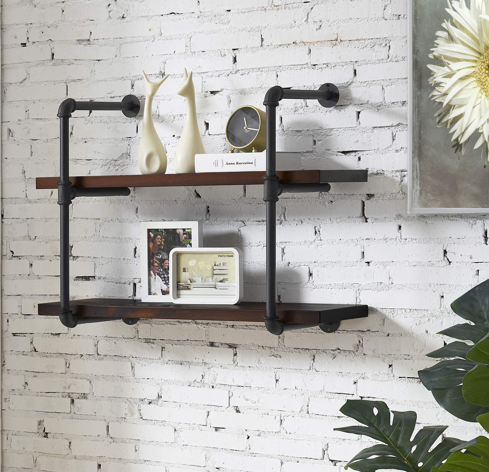 Ivinta Industrial Pipe Shelving Wall Mounted 63 inch Rustic Metal