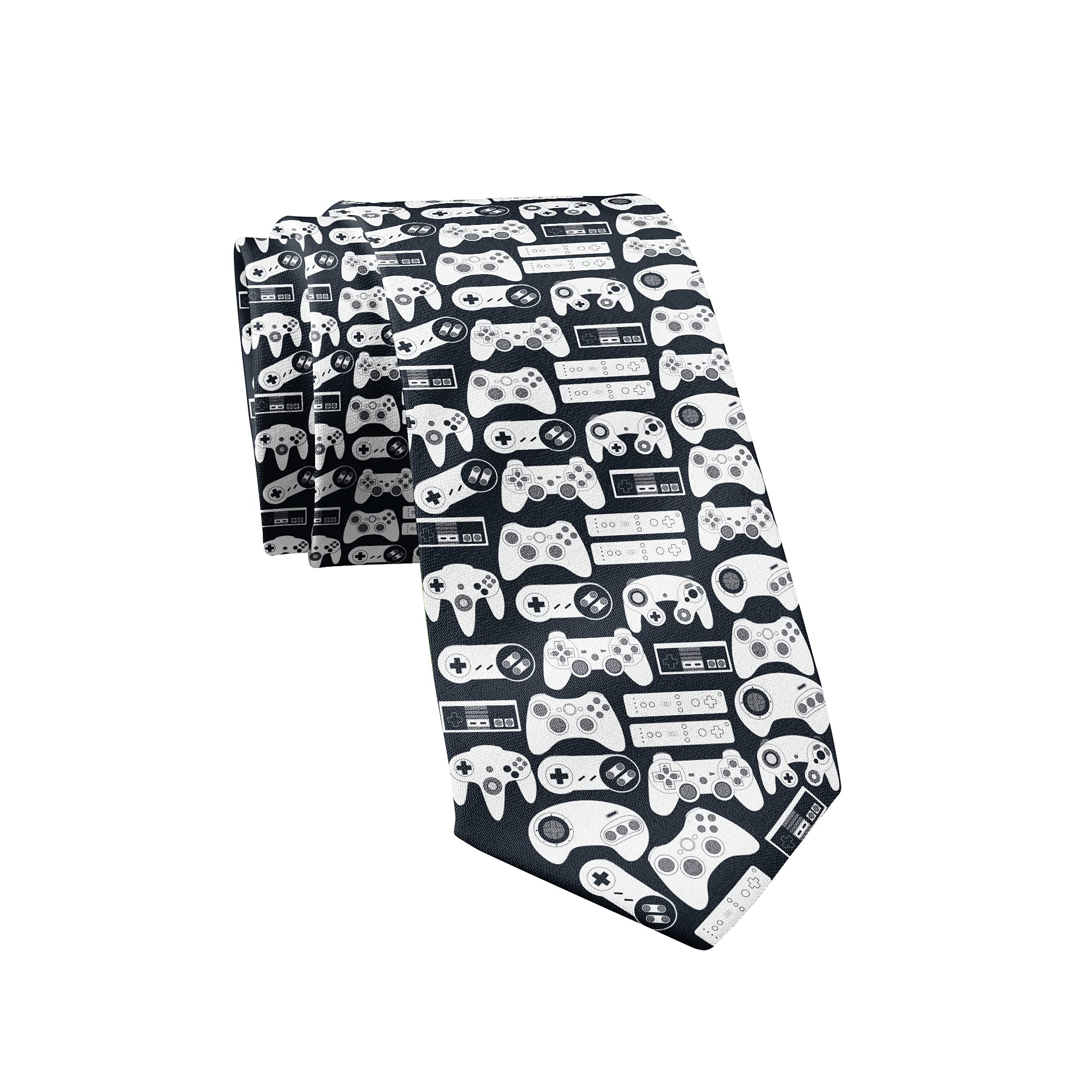 Crazy Dog T-Shirts Video Game Controllers Necktie Video Gaming Tie Mens Novelty Neckties Funny Ties for Men, Black, One size
