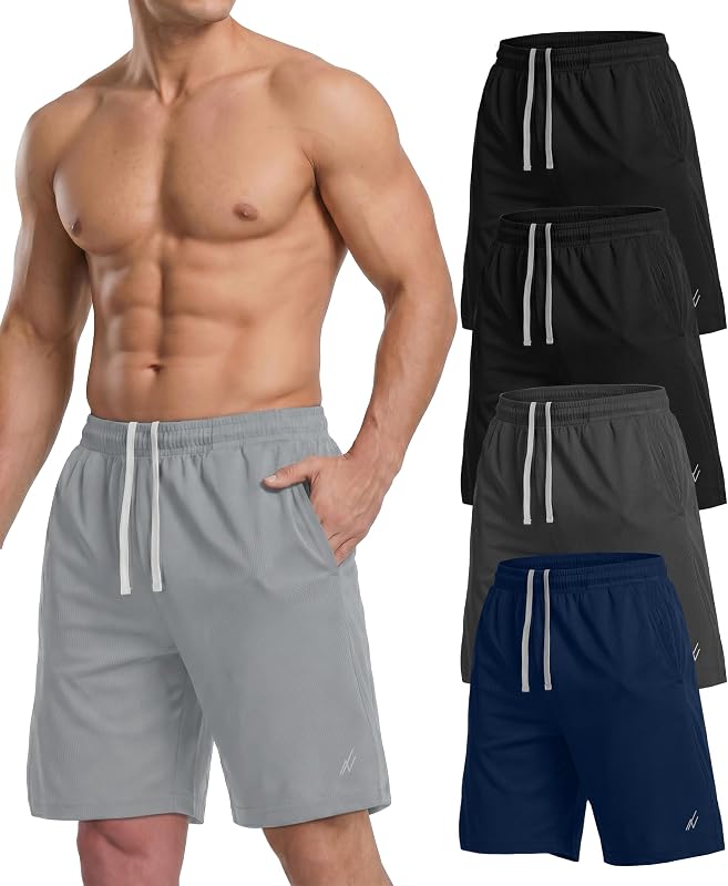 5 Pack Breathable Mesh Men's Athletic Shorts Loose-Fit Running Gym Shorts