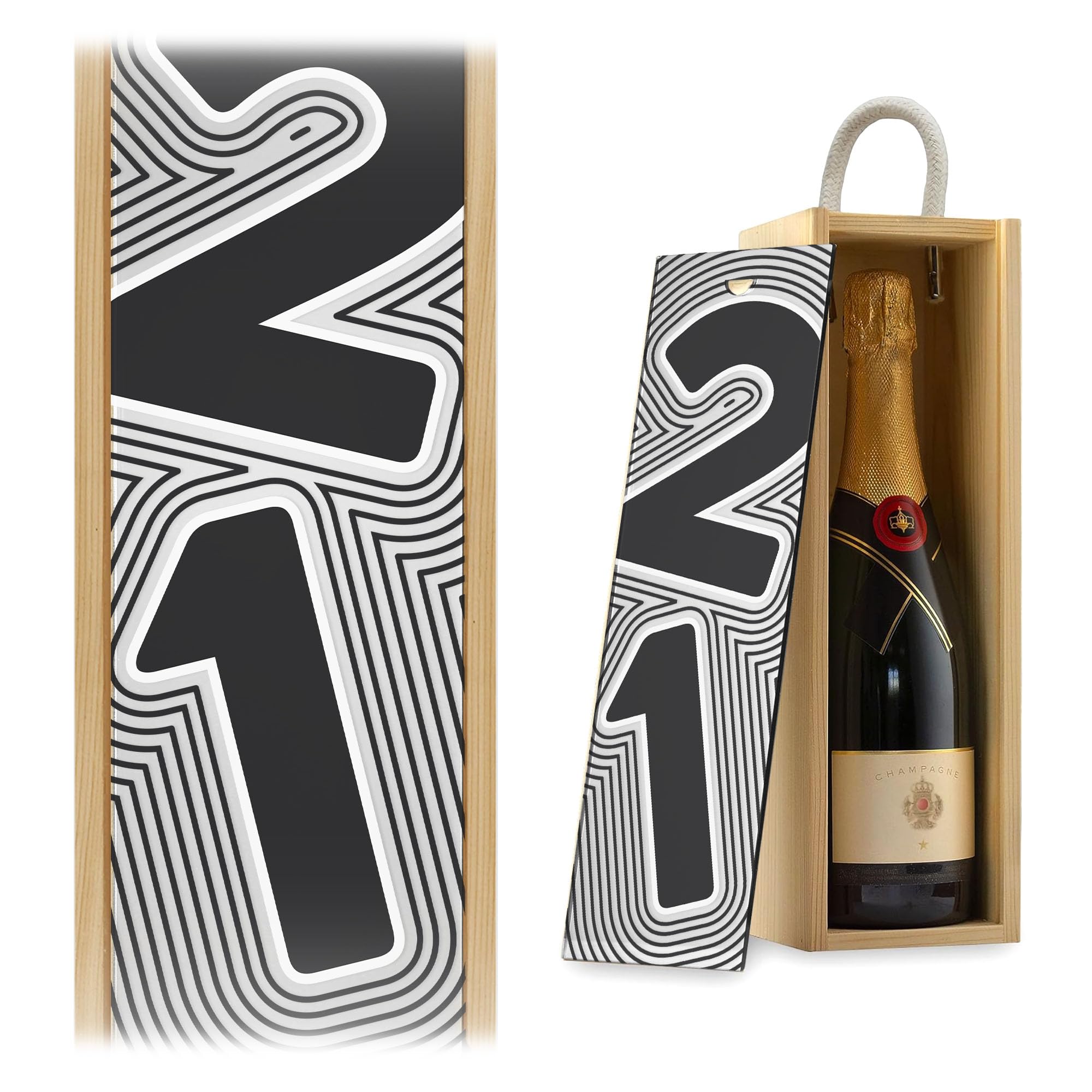 A1 Graphics Ltd 21st Wine Gift Box – Milestone Celebration Champagne & Prosecco Case (Silver Mirror, Natural Box)