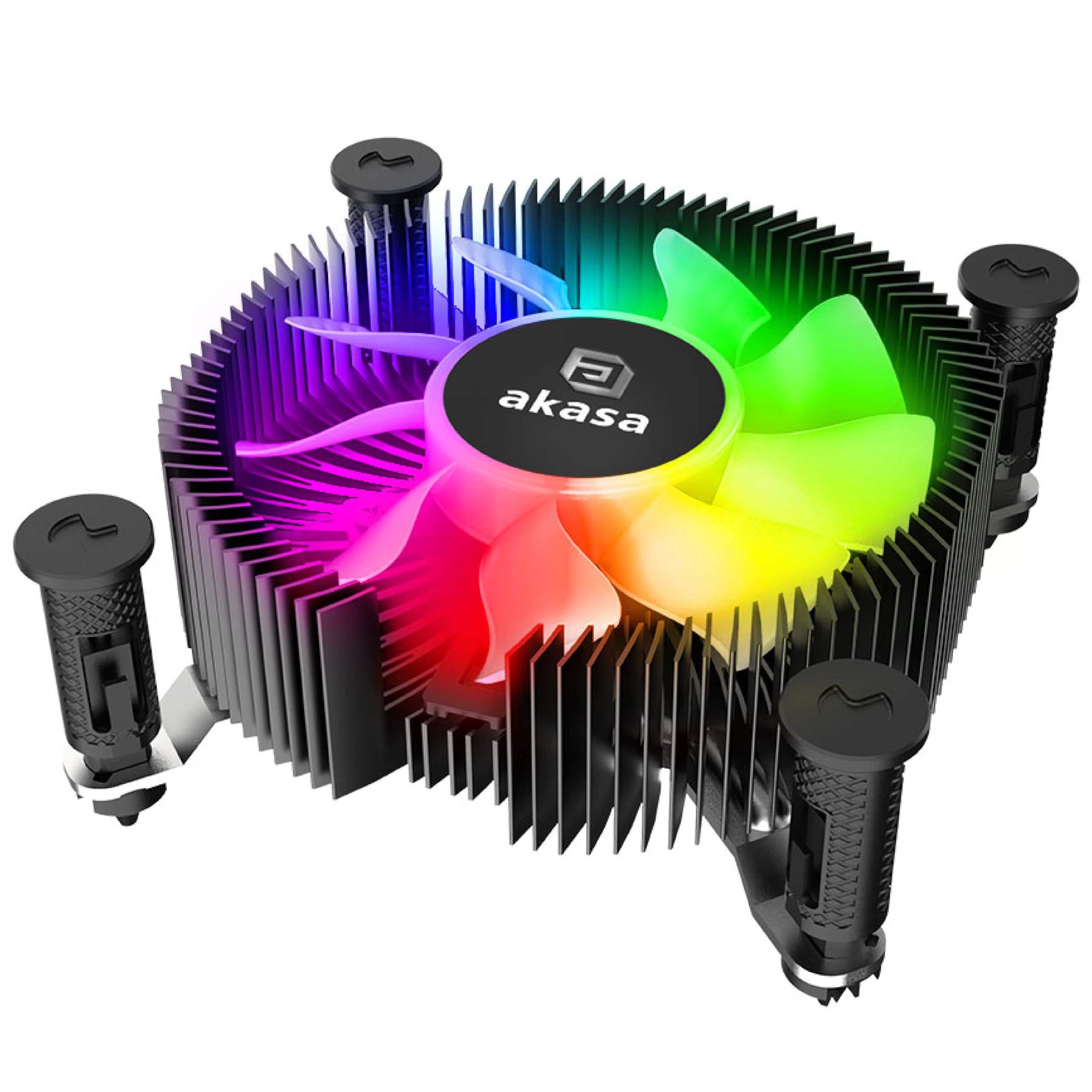 AkasaVegas Chroma iLG, aRGB Aluminium Intel® LGA1700&1851 Mini-ITX Low-Profile Cooler, 29.9mm CPU Cooler Supports up to 73W TDP, Suitable for Mini-ITX & HTPC case, Tool Free Push-pin, AK-CC6615BP01