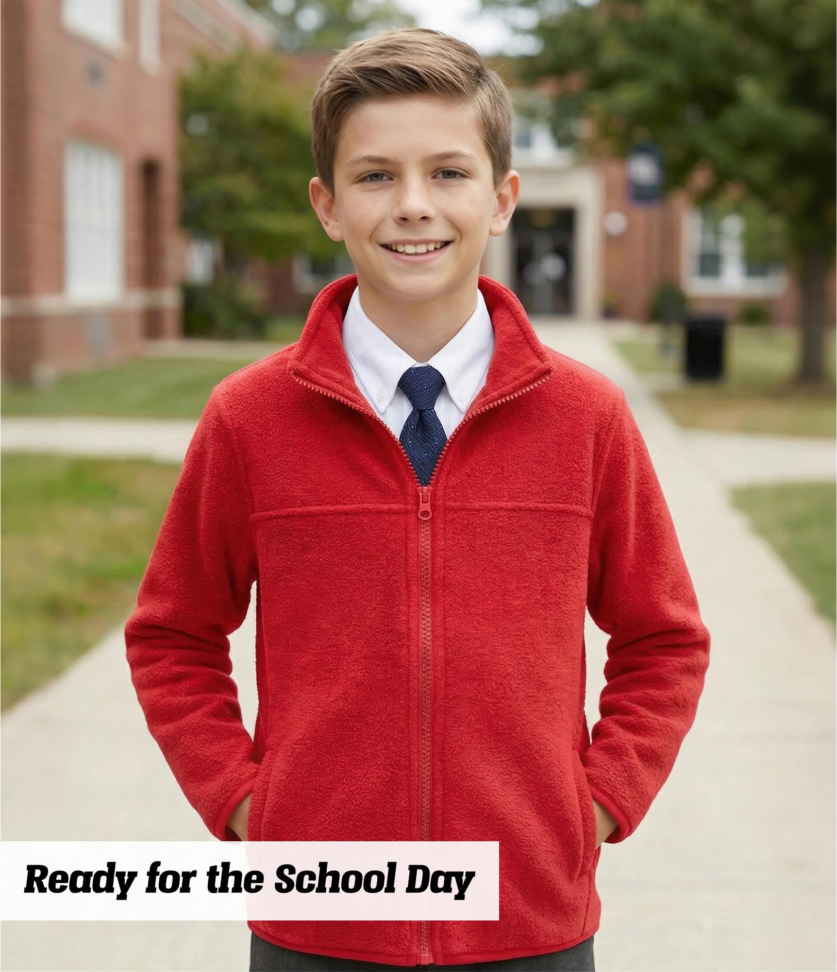Spring&Gege Chaqueta de forro polar con cremallera completa para niños