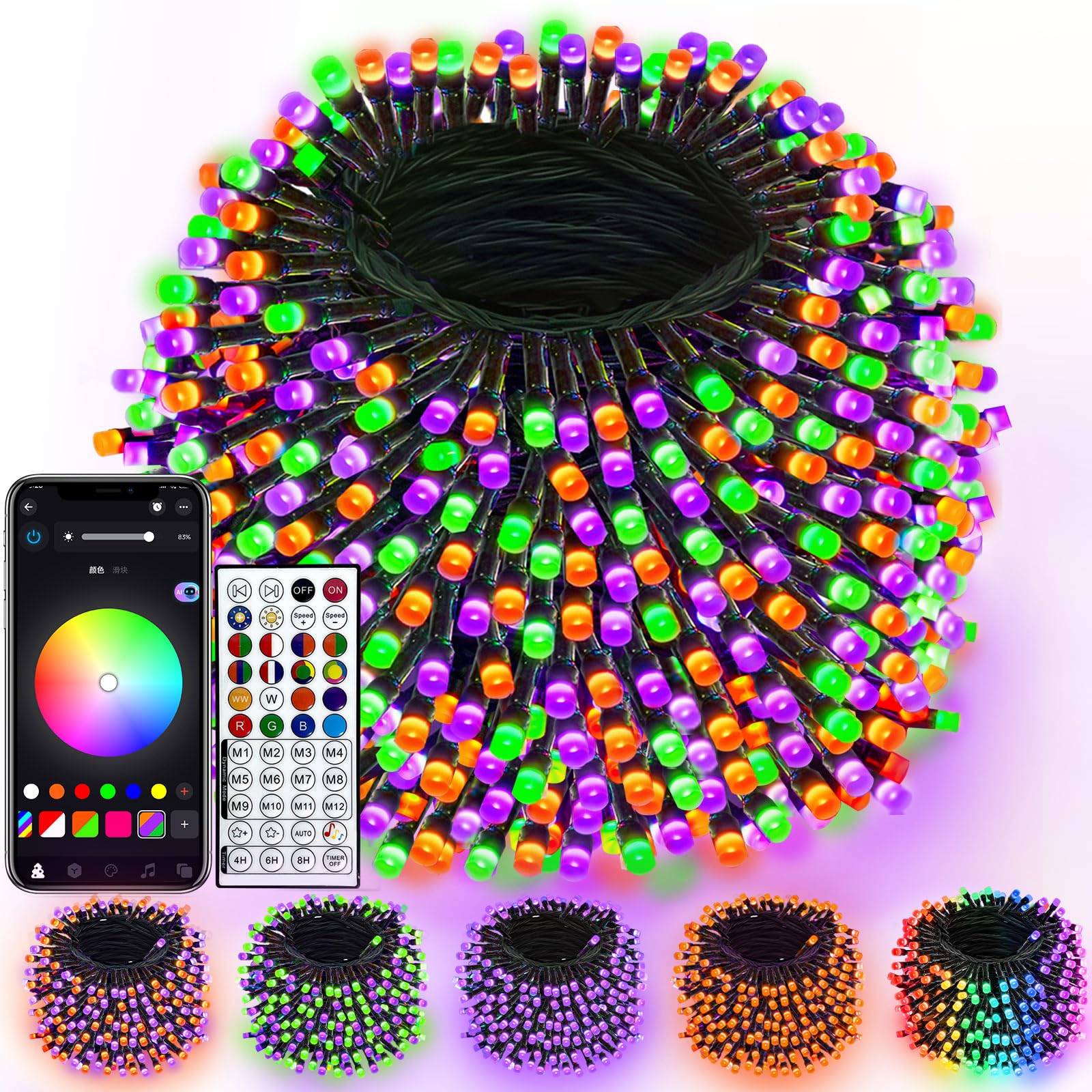 400LED Smart RGB Color Changing String Lights 144FT Halloween Lights App