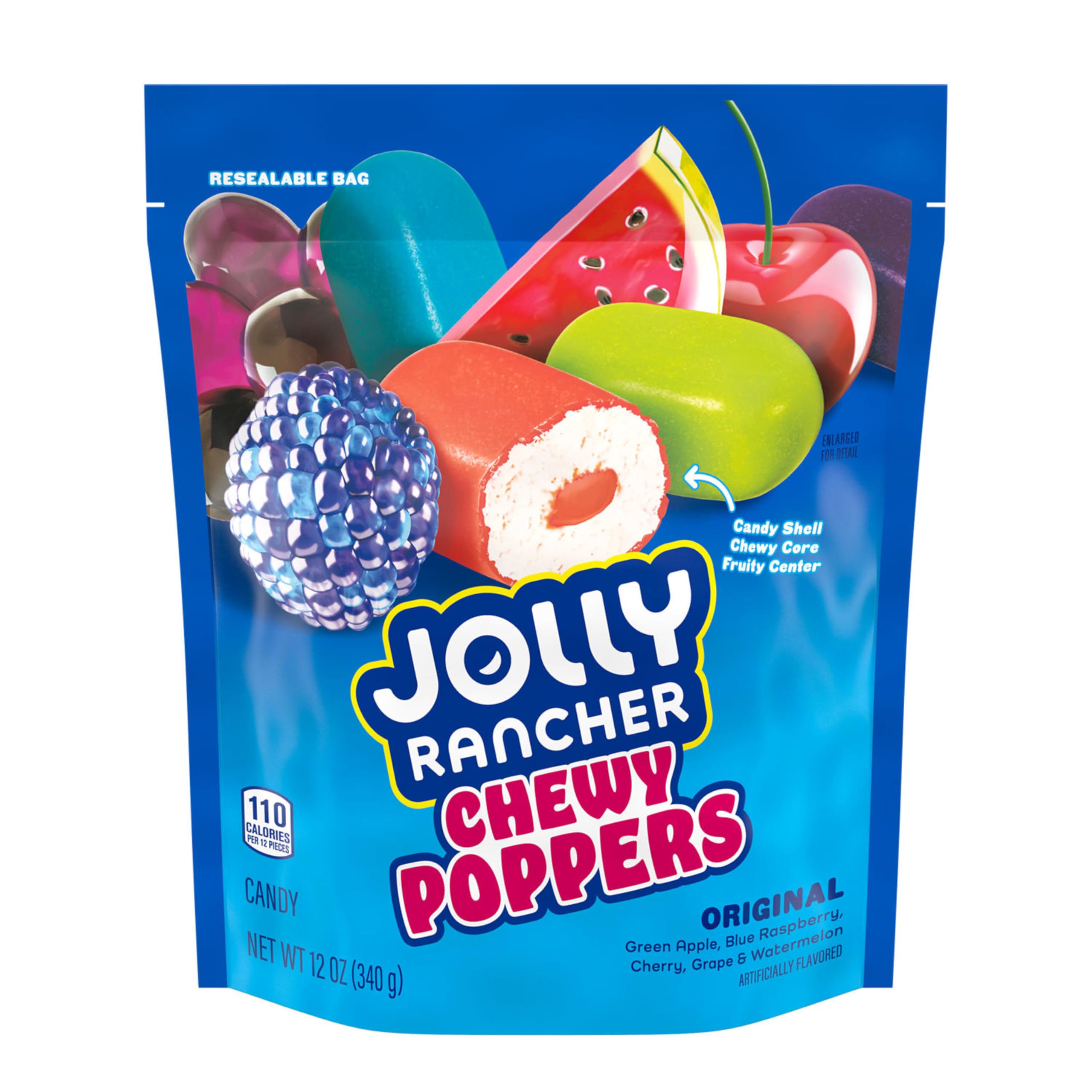 Jolly Rancher Chewy Poppers Original Fruit Flavored Candy Bag, 12 oz