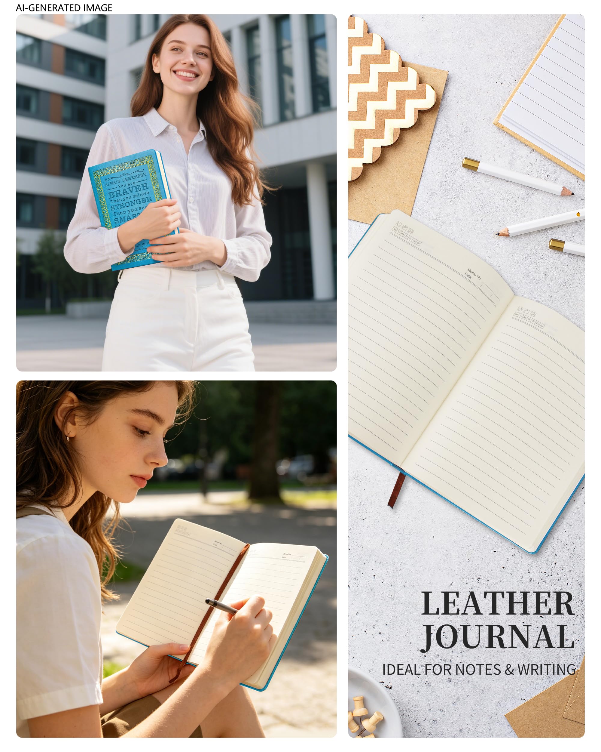 JOHSBYD Diario in pelle, formato A5, a righe, per uomini e donne, 200 pagine, 100 g/m², carta a righe spesse, diario giornaliero per scuola, viaggi, affari, lavoro (azzurro)