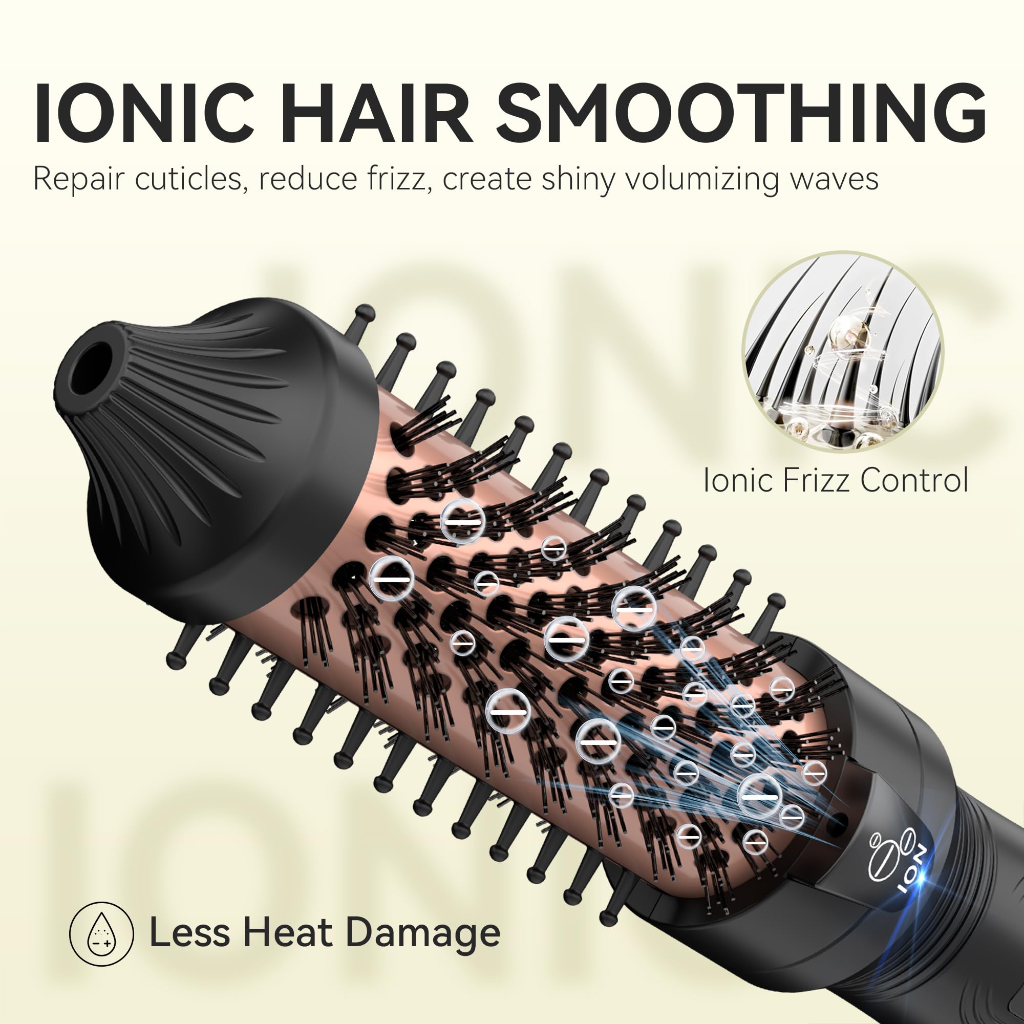 Thermal Brush, 27mm Brosse Thermique Brushing, MINI brosse chauffante, Fer à boucler ionique en tourmaline céramique pour cheveux courts à mi-longs, Température réglable, Double tension, Noir