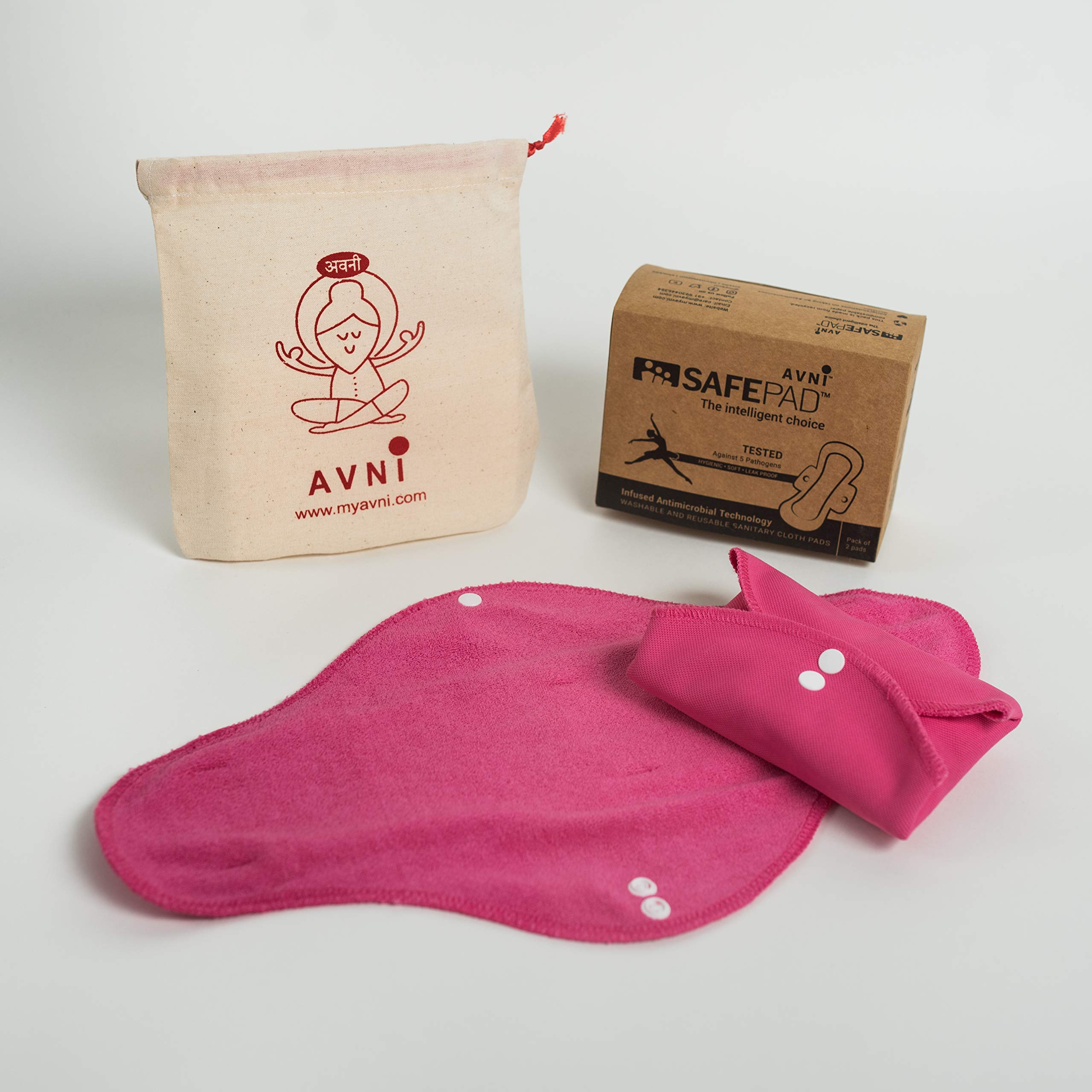 Avni - Fluff Washable Cloth Pads | Pack of 2 (XXXL - 36 cm) | Antimicrobial Reusable Cloth Sanitary Pad | With Cloth Storage Pouch