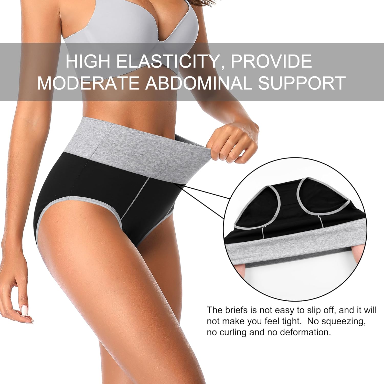 High Waisted Postpartum Underwear Womens Cotton Underwear Soft Breathable Full Coverage Stretch Panties Multipack - Image 3